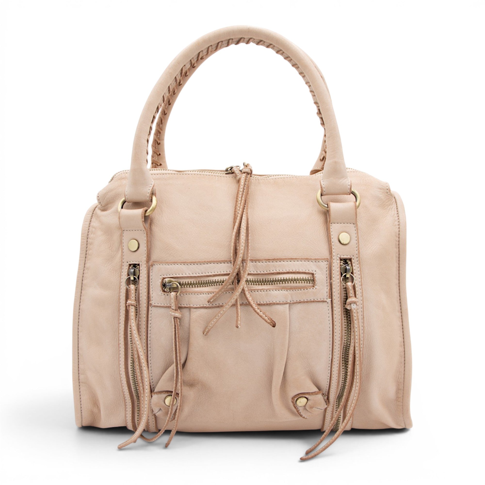 Large Pocket Satchel in Light Taupe