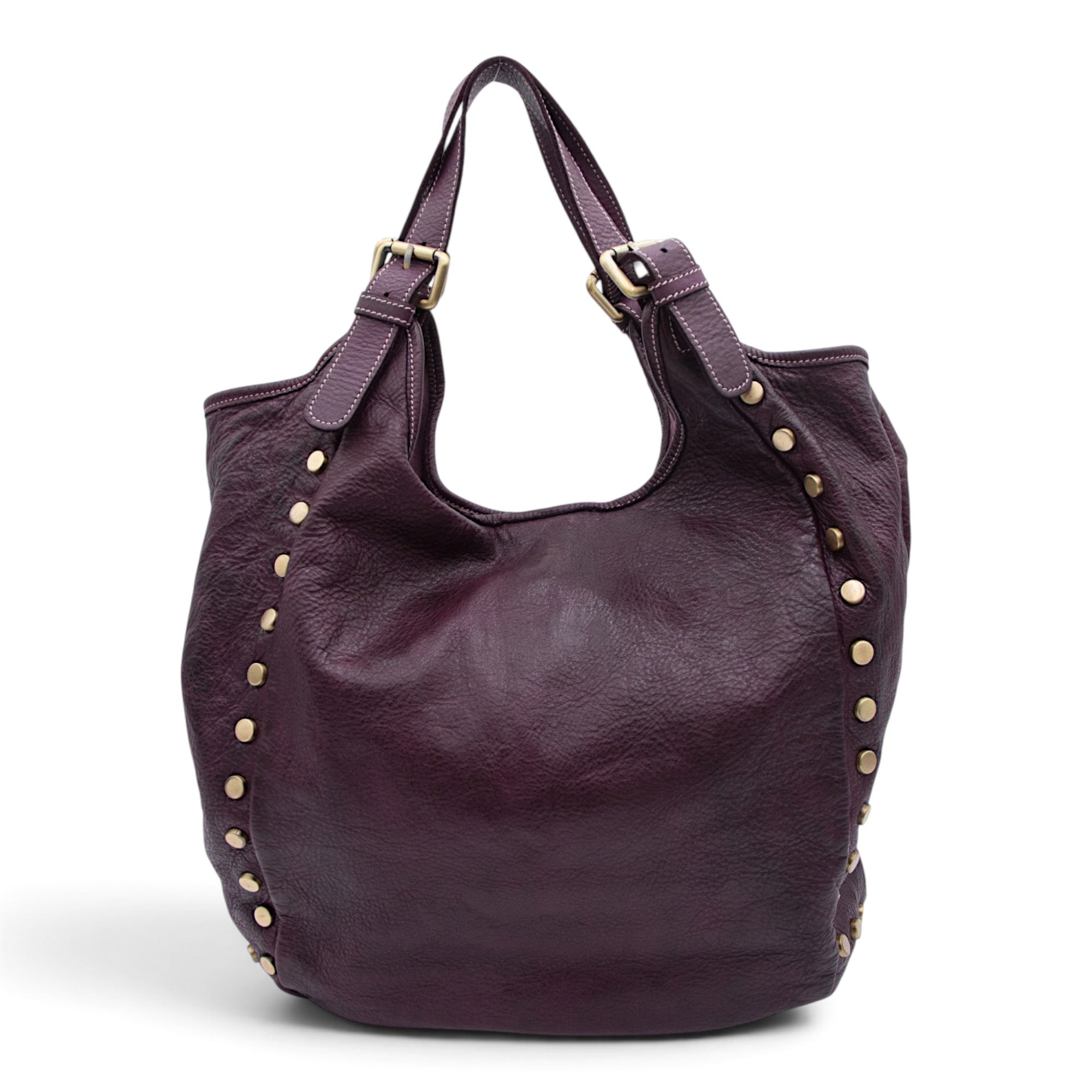 Slouchy Stud Tote in Plum