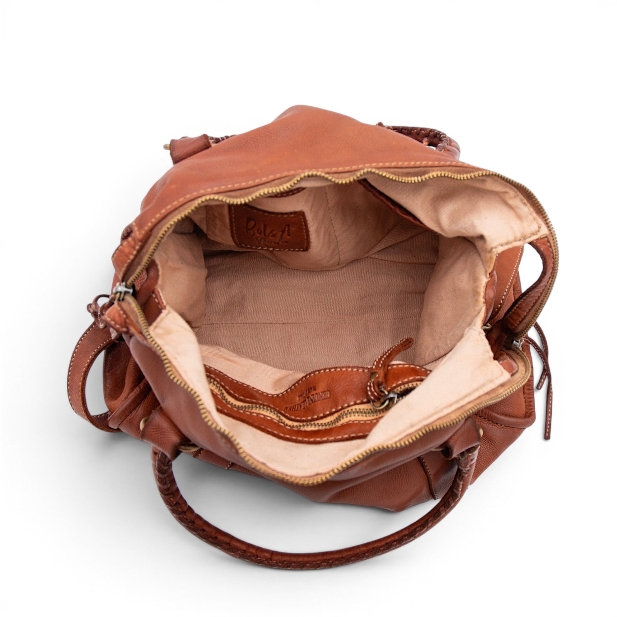 Large Pocket Satchel in Cognac