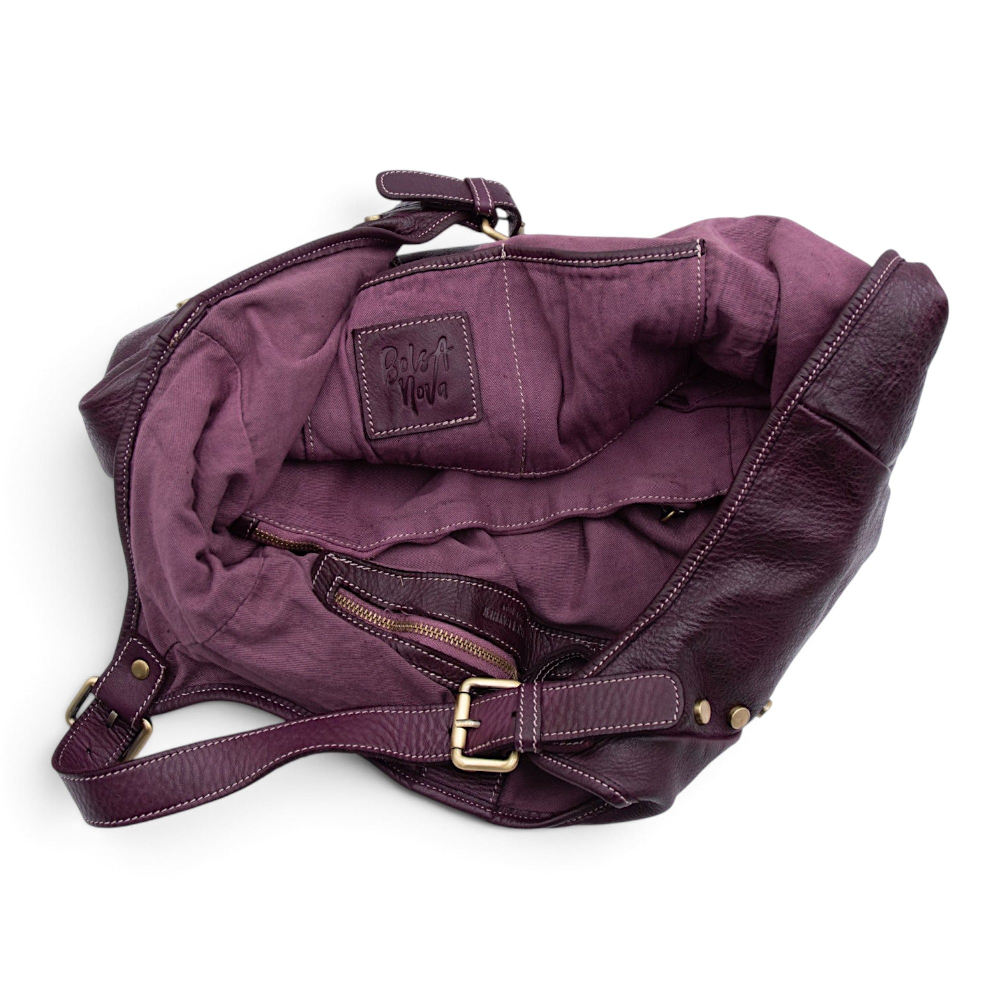 Slouchy Stud Tote in Plum