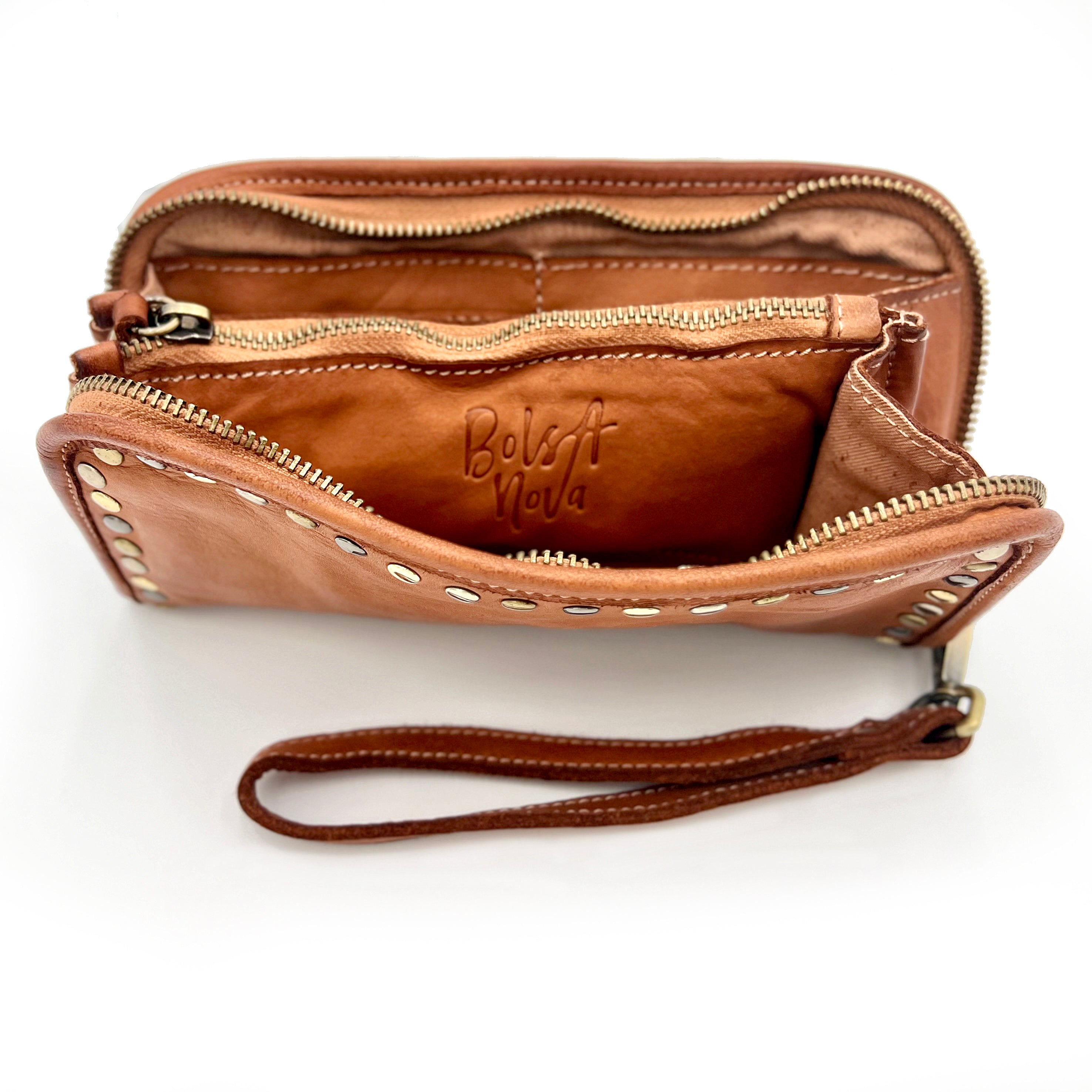 Sofia Zip Around Wallet in Cognac