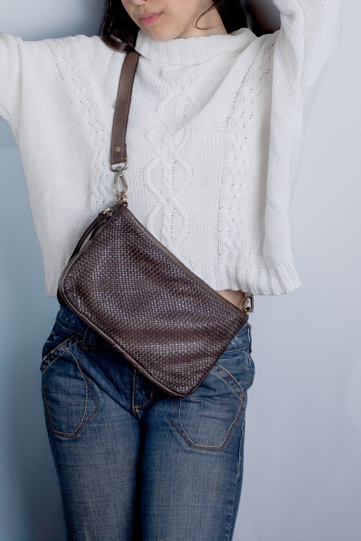 Laura Woven Crossbody in Chocolate