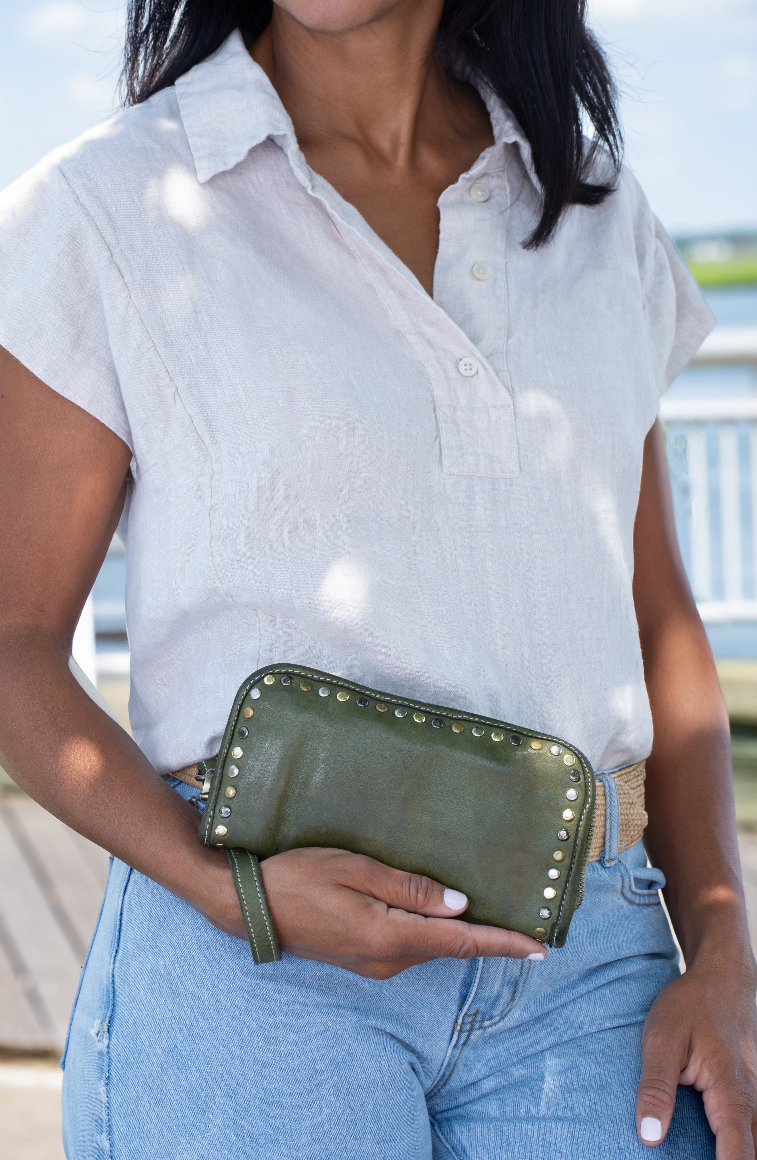 Sofia Zip Around Wallet in Olive