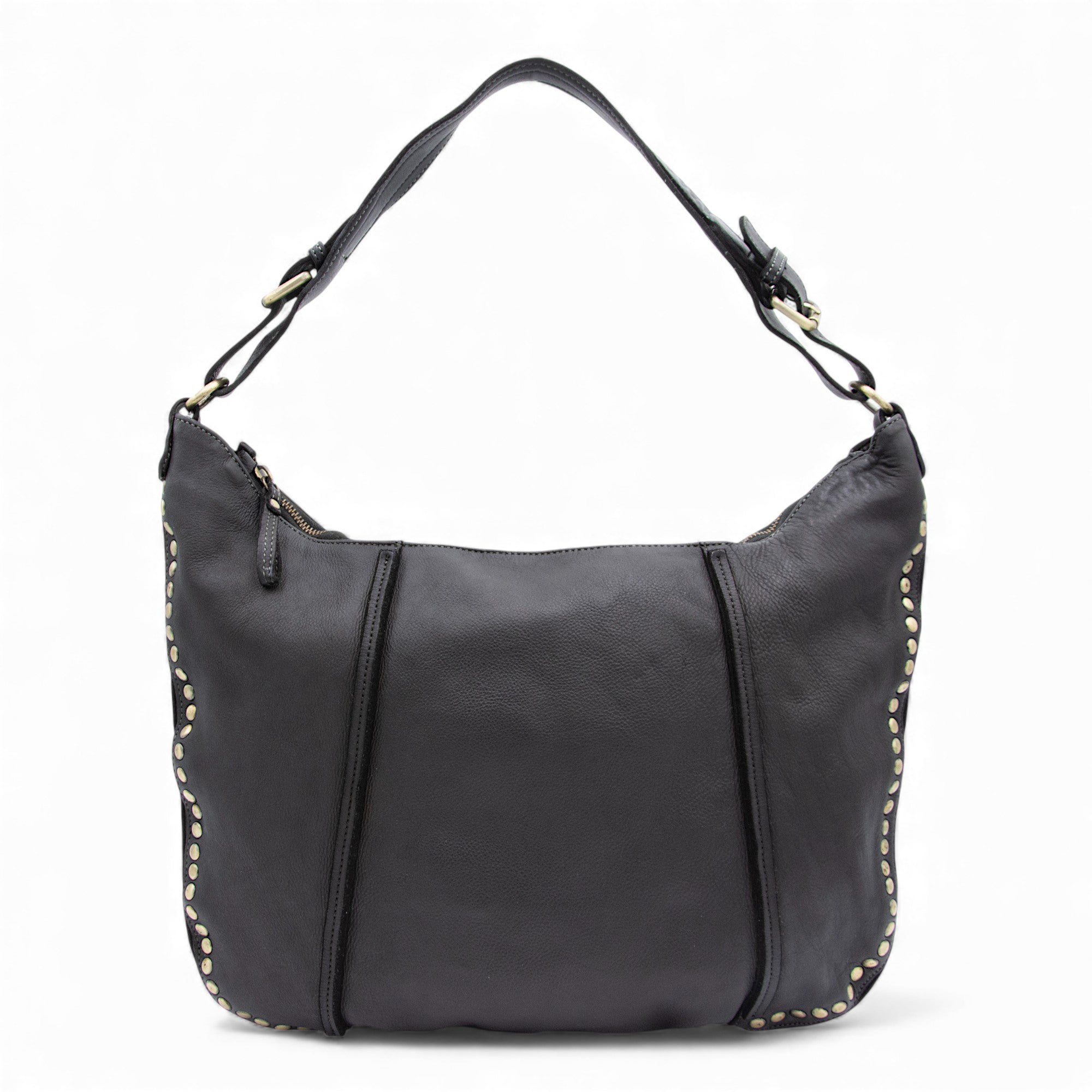 Anna Leather Hobo in Black