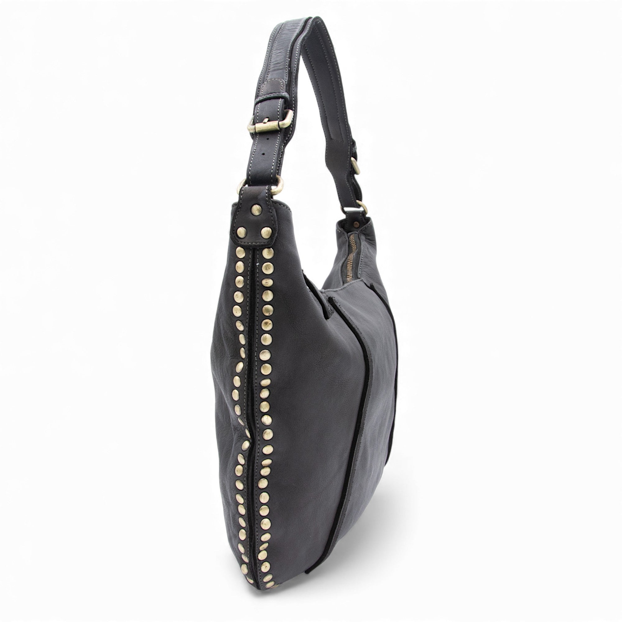 Anna Leather Hobo in Black