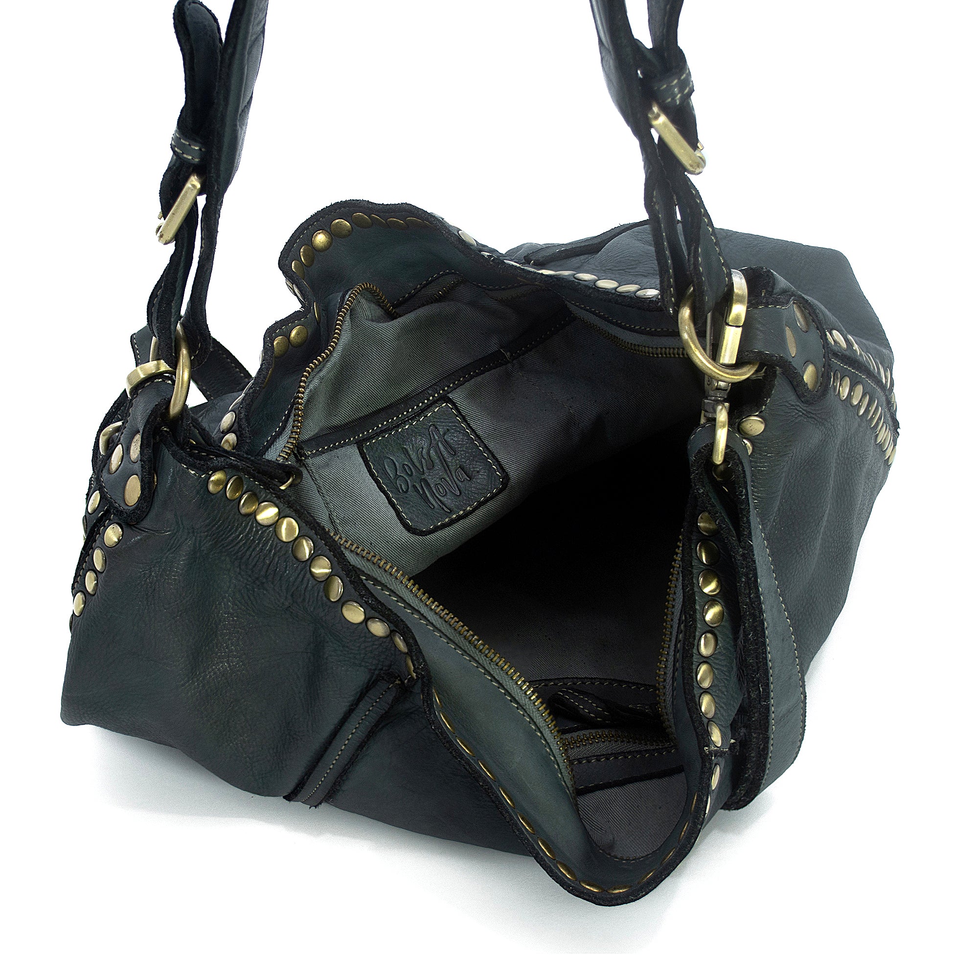 Anna Leather Hobo in Black