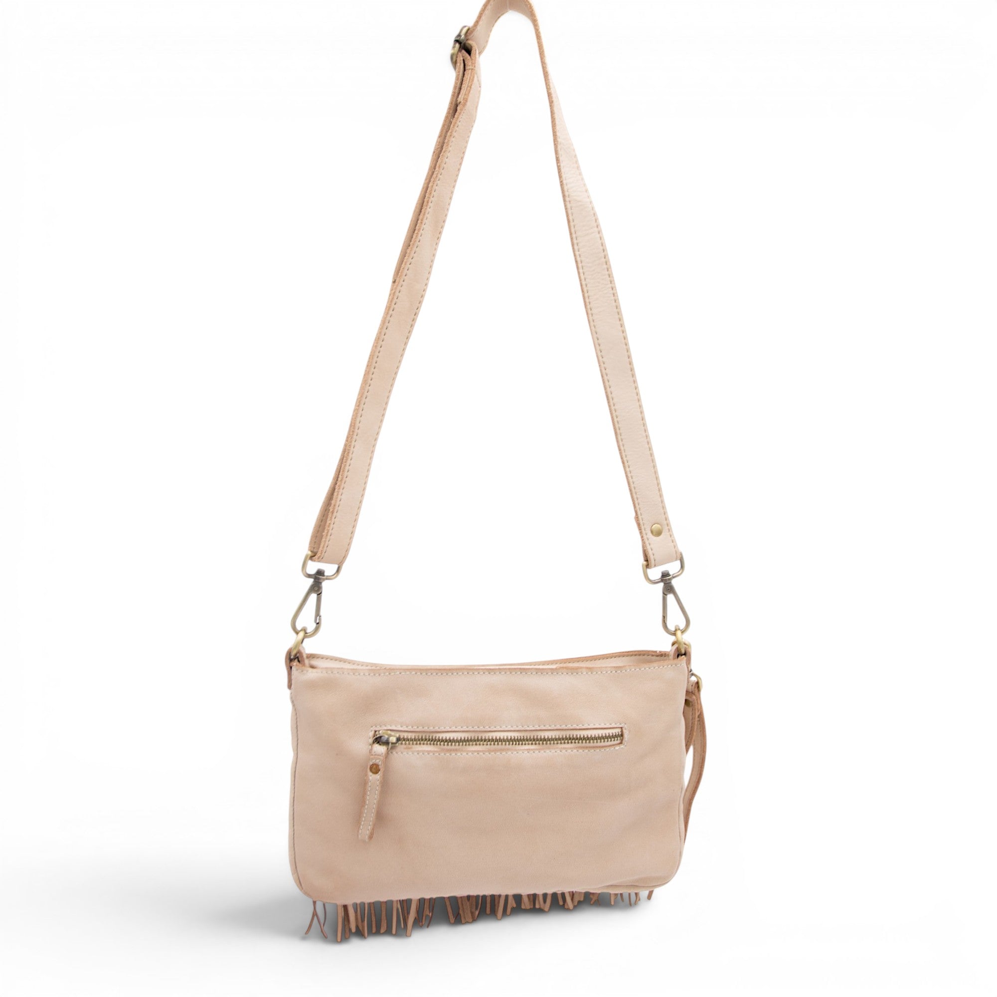 Fringe Crossbody in Light Taupe