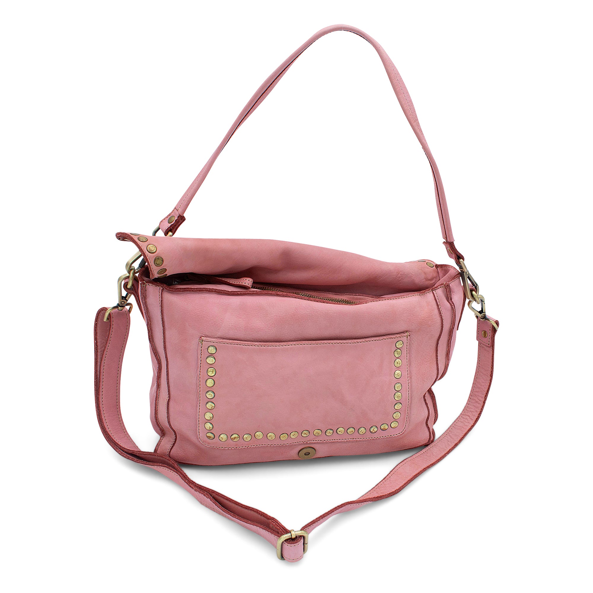 Emily Studded Shoulder Bag in Blush Pink