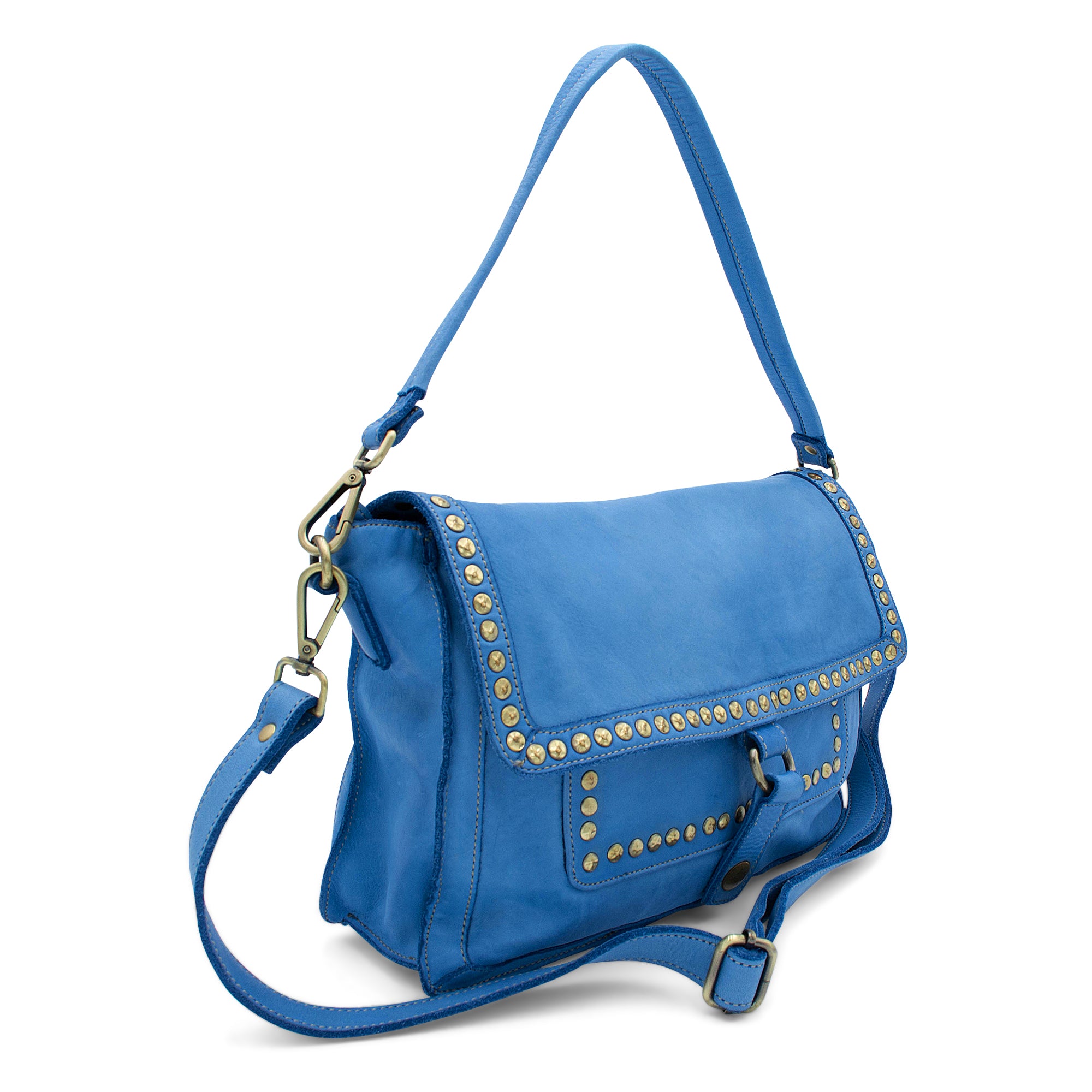 Emily Studded Shoulder Bag in Ocean