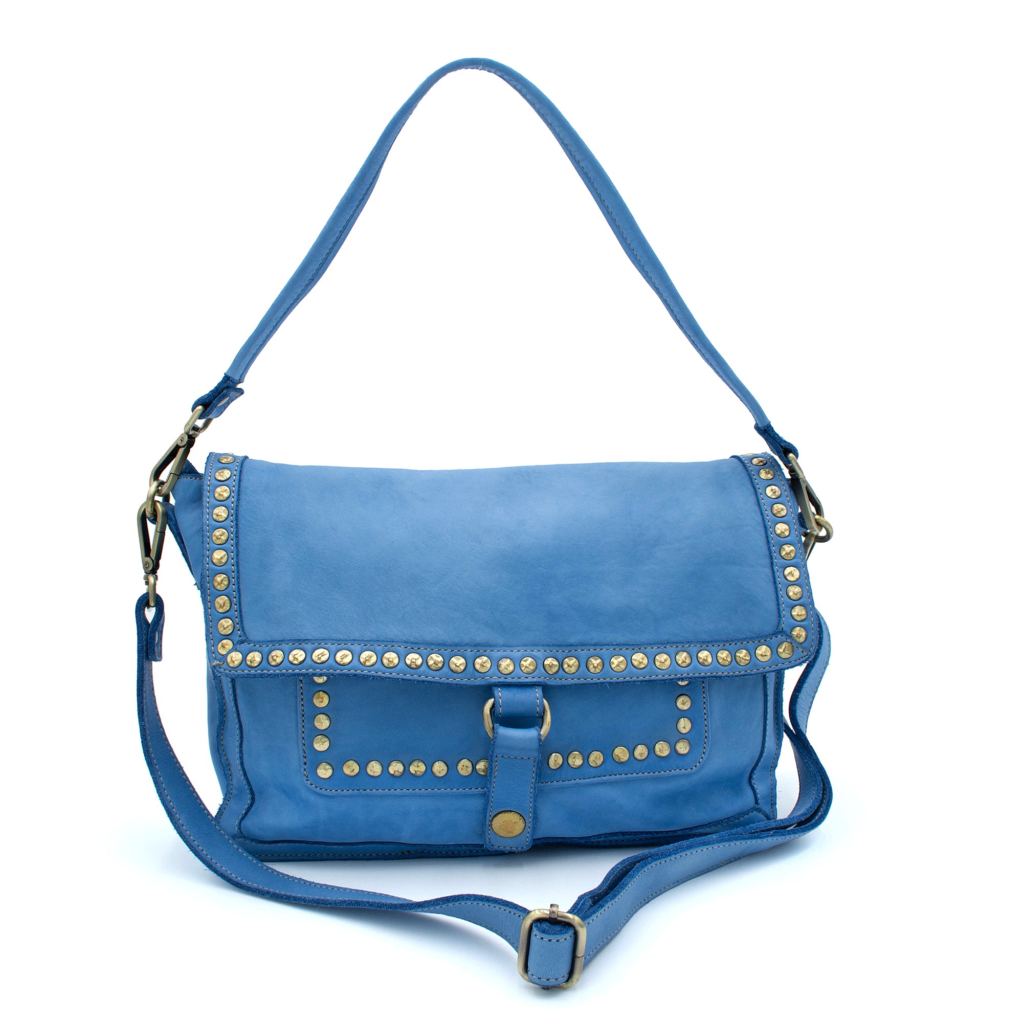 Emily Studded Shoulder Bag in Ocean