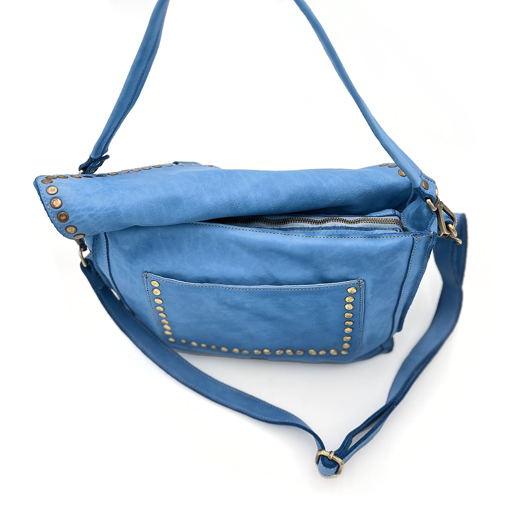Emily Studded Shoulder Bag in Ocean