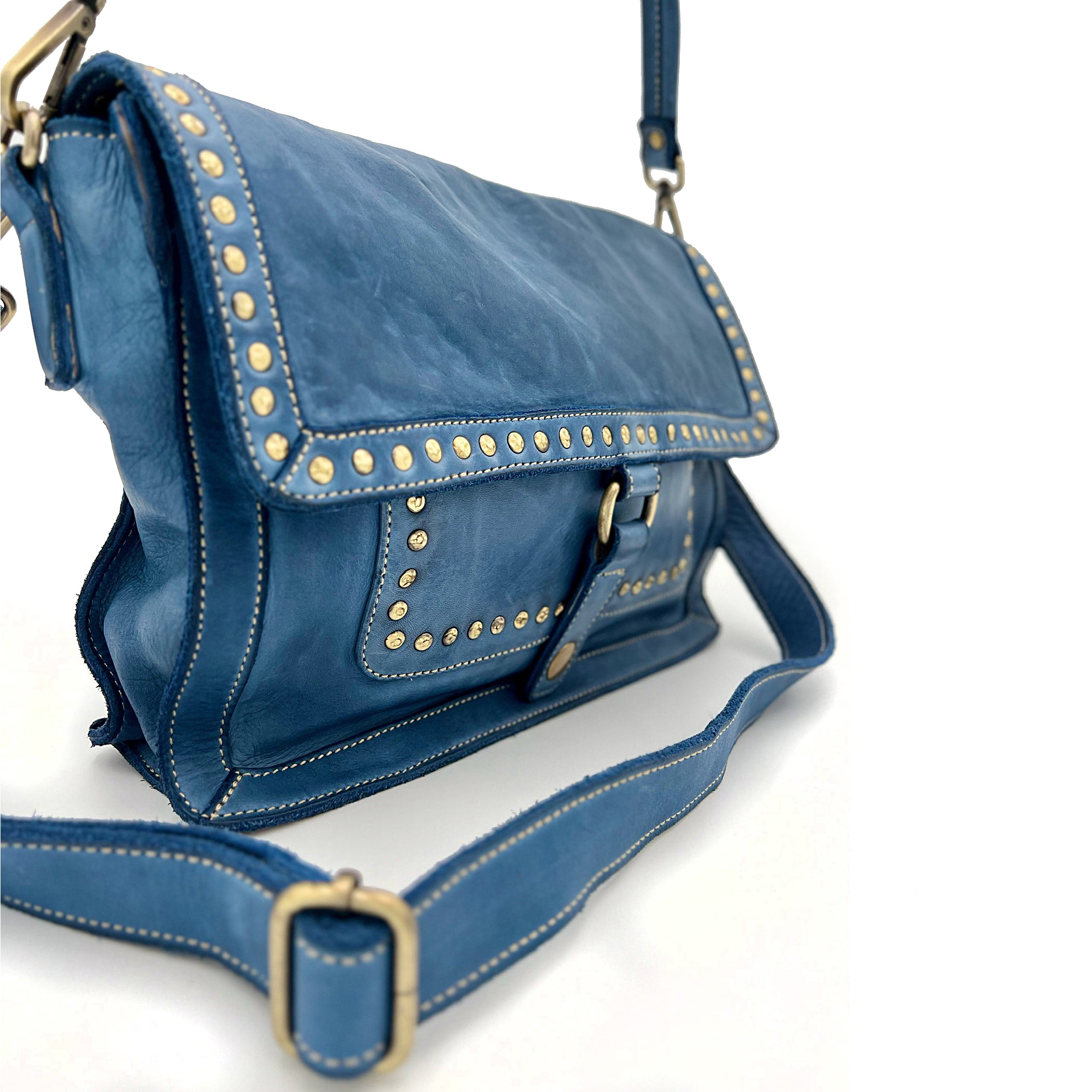 Emily Studded Shoulder Bag in Ocean