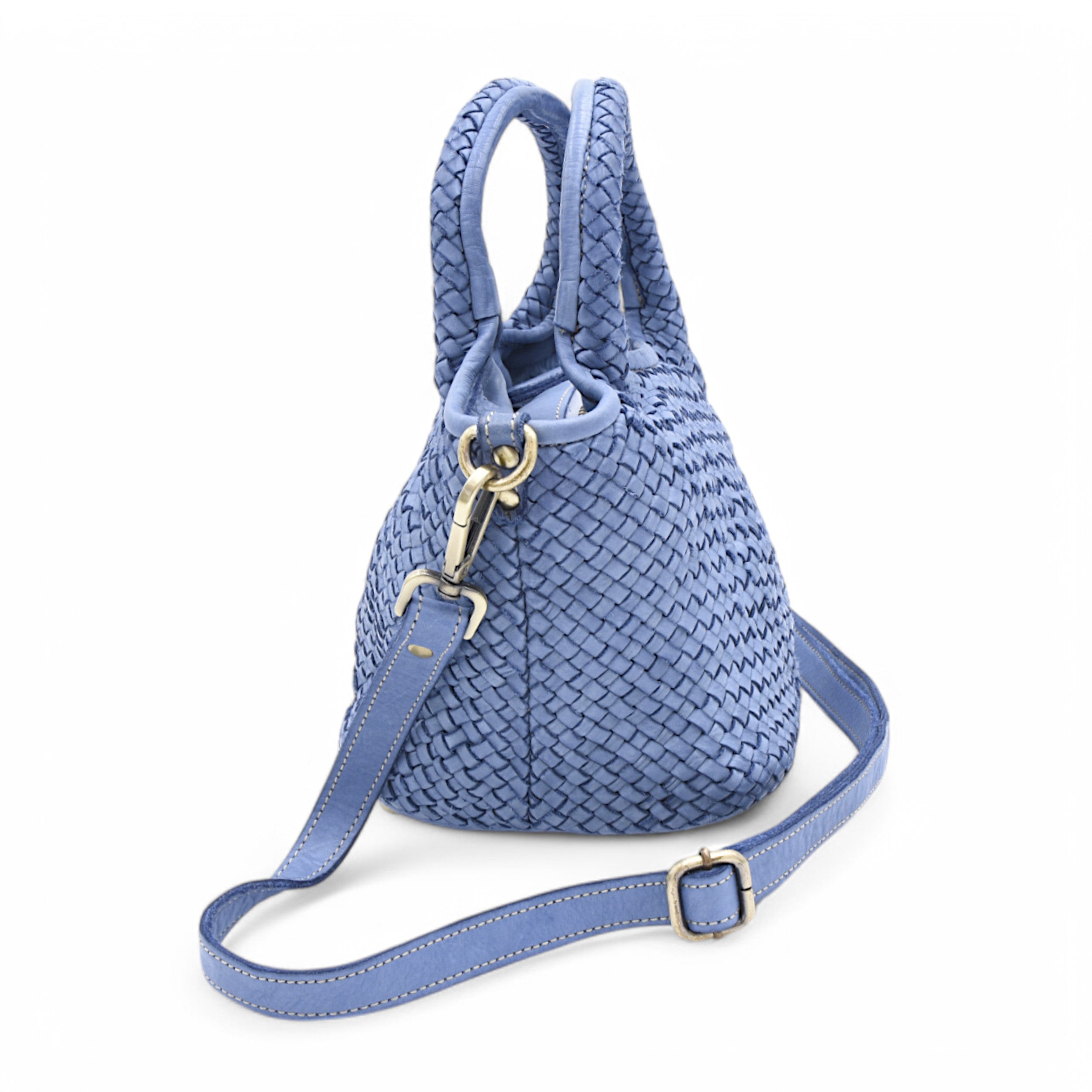 Lisa Woven Mini Tote In Denim Blue