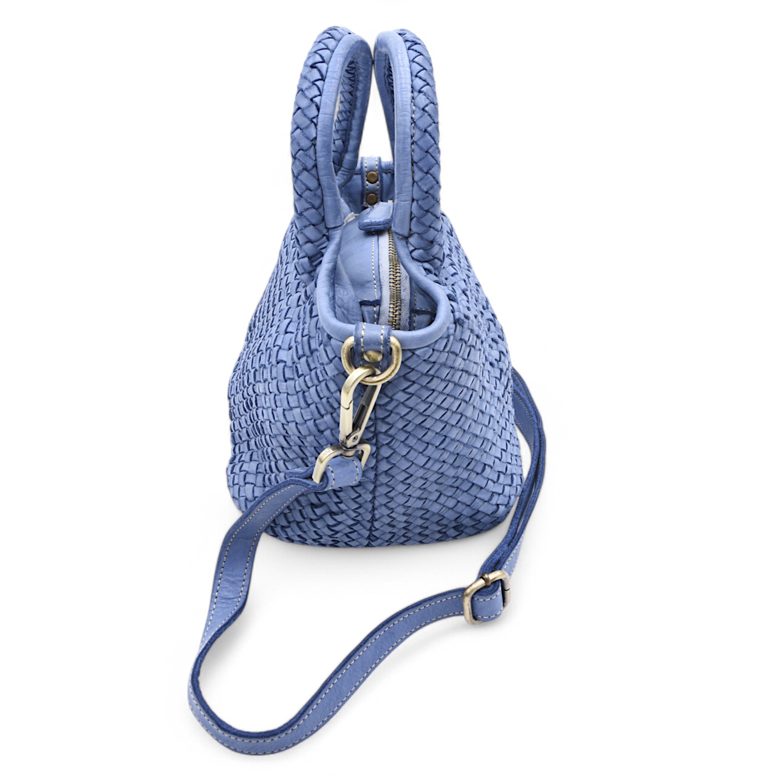 Lisa Woven Mini Tote In Denim Blue