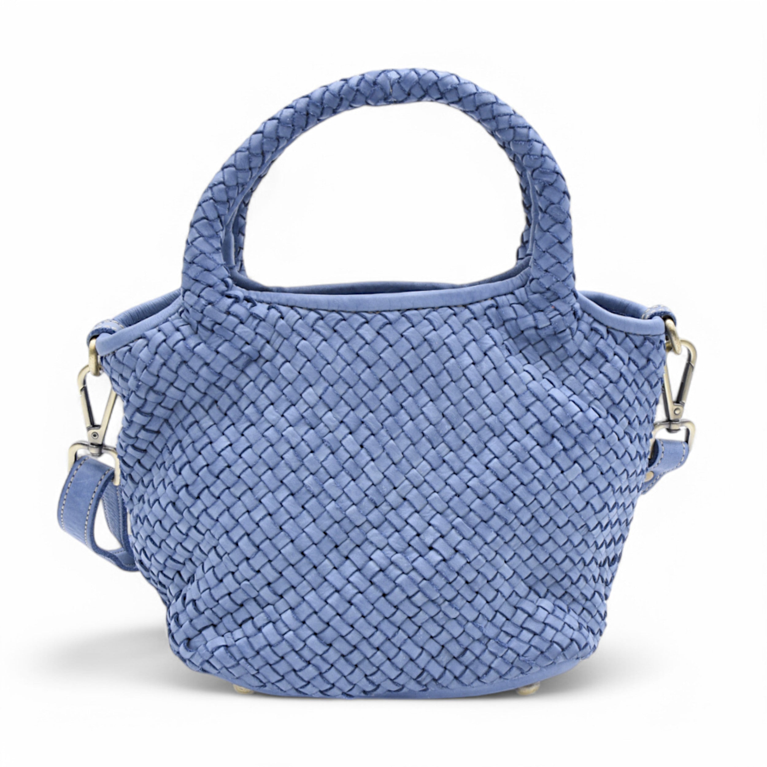 Lisa Woven Mini Tote In Denim Blue