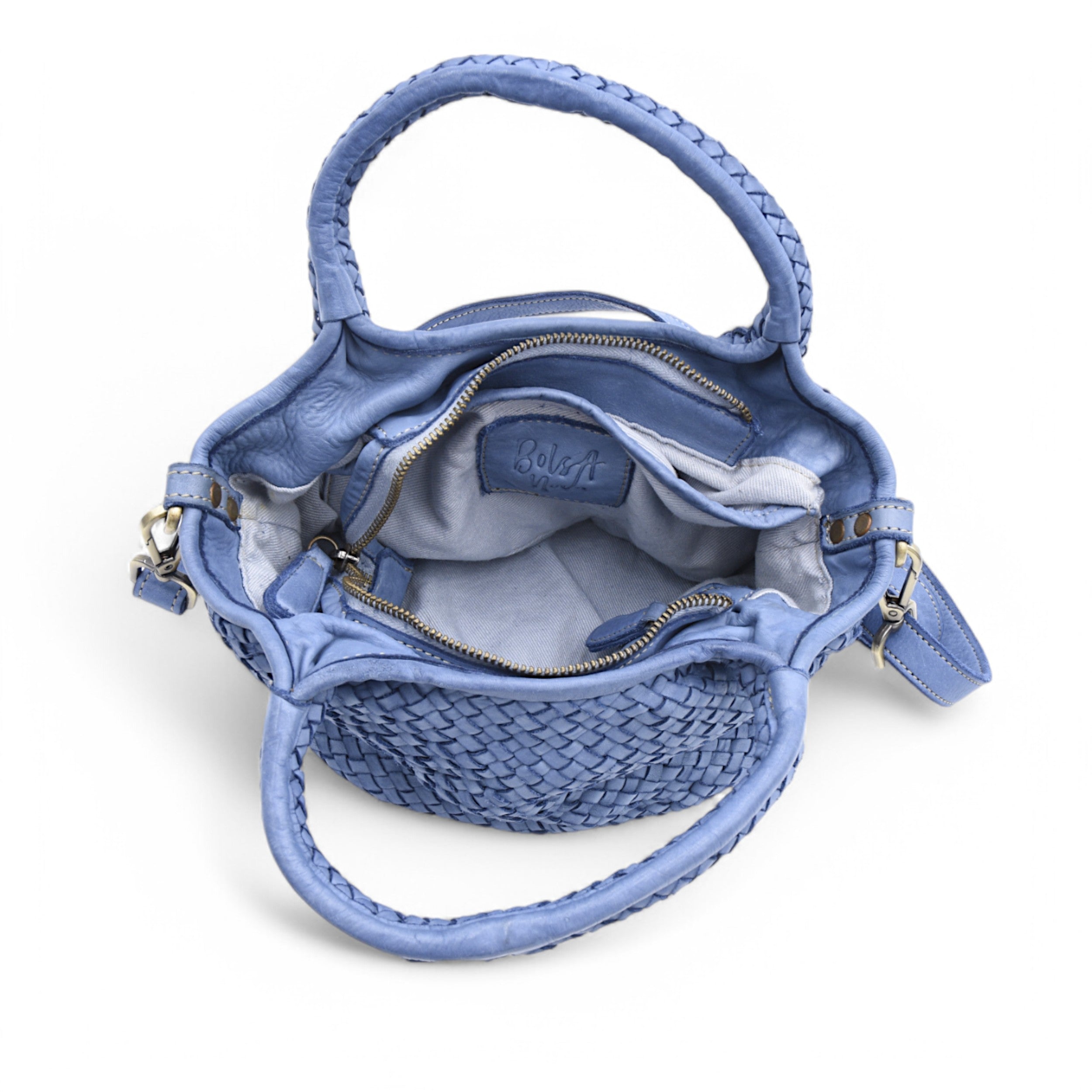 Lisa Woven Mini Tote In Denim Blue