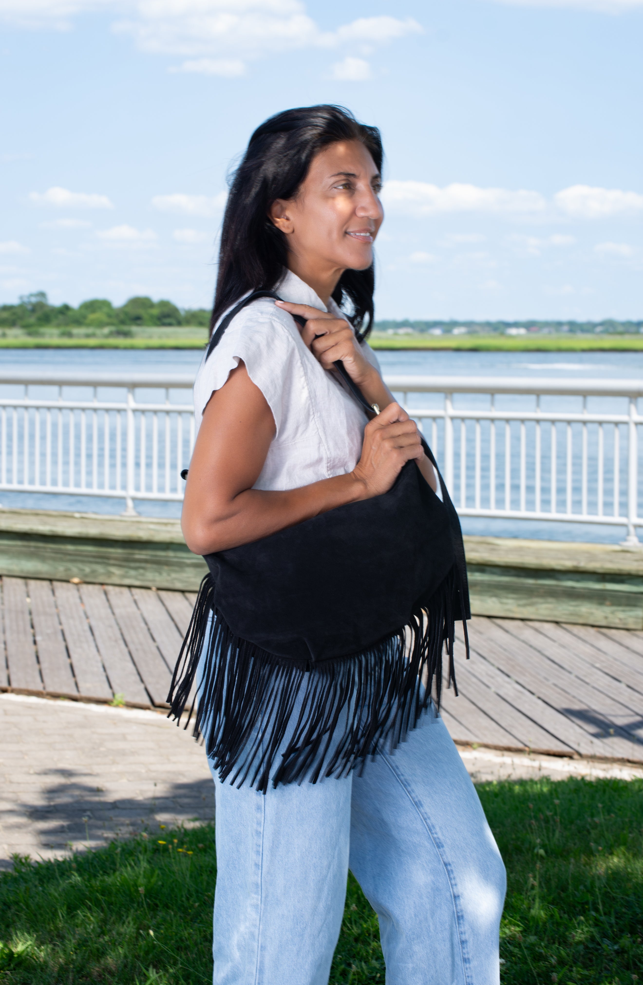 Dallas Suede Fringe in Black