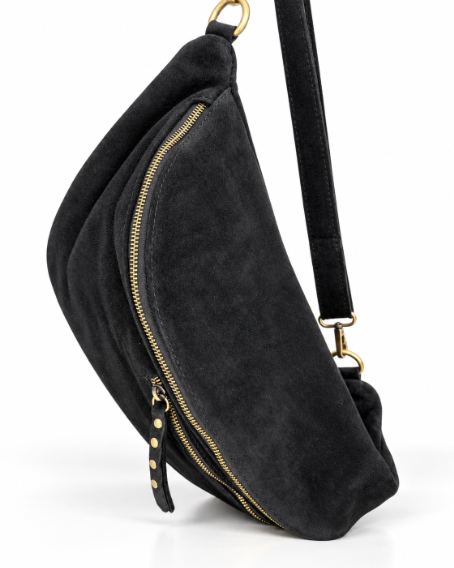 Bella 2.0 Italian Suede Sling Bag in Black