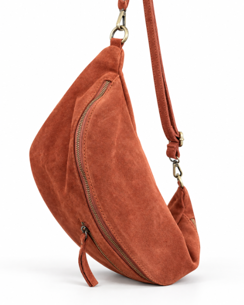 Bella 2.0 Italian Suede Sling Bag in Apricot