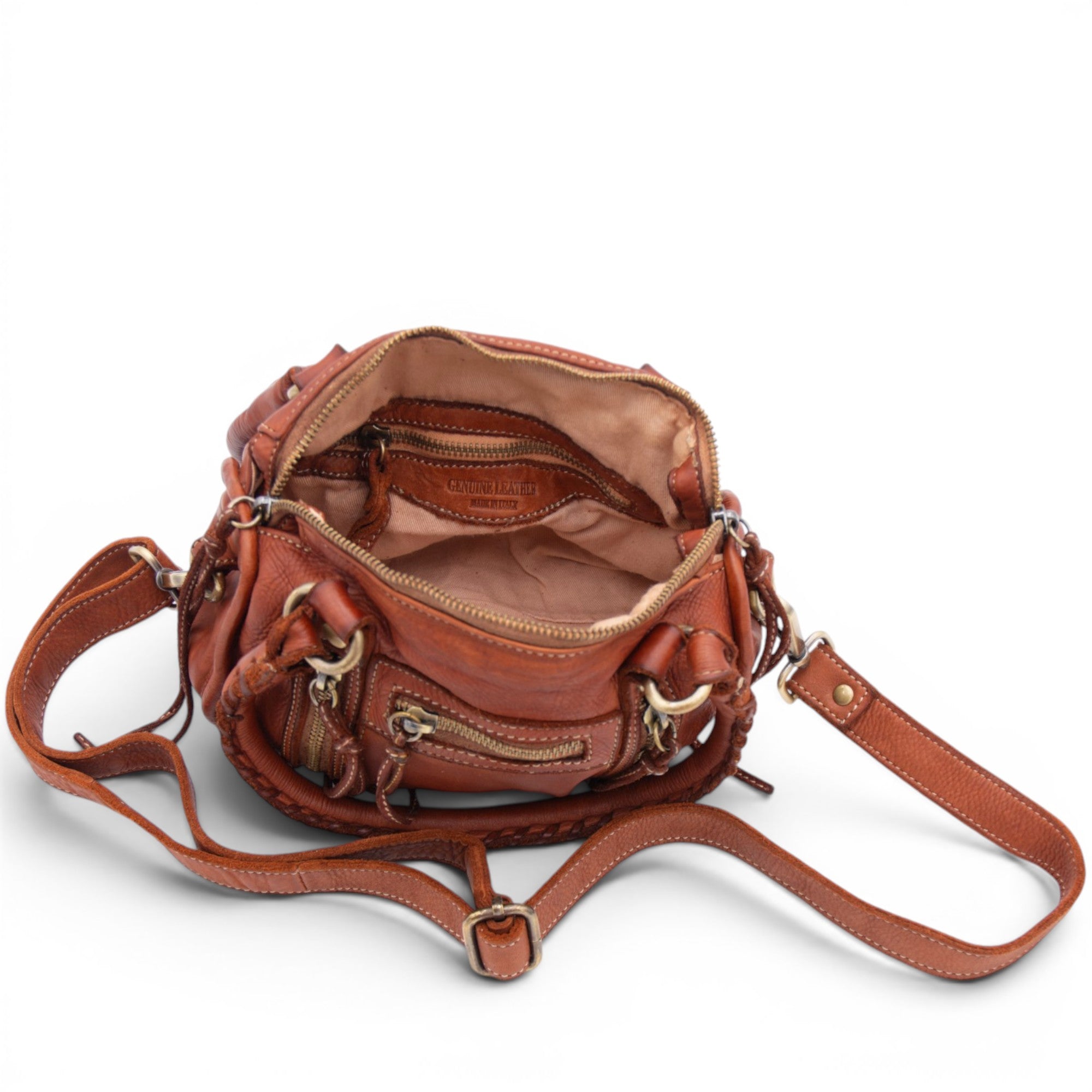 Small Pocket Satchel in Cognac
