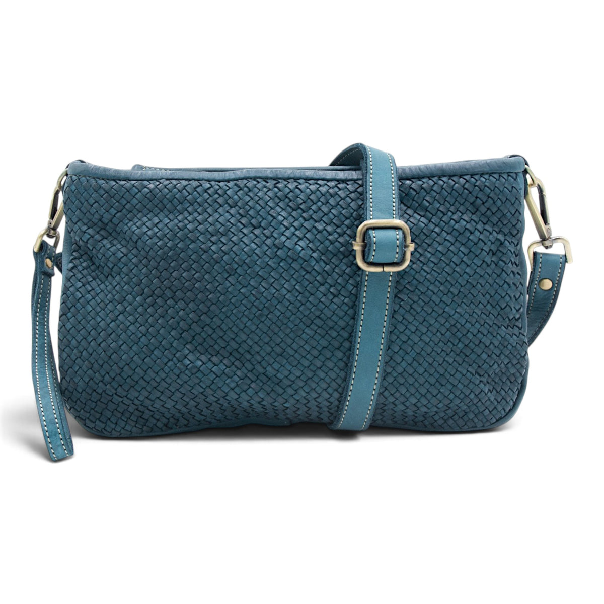 Laura Woven Crossbody in Teal
