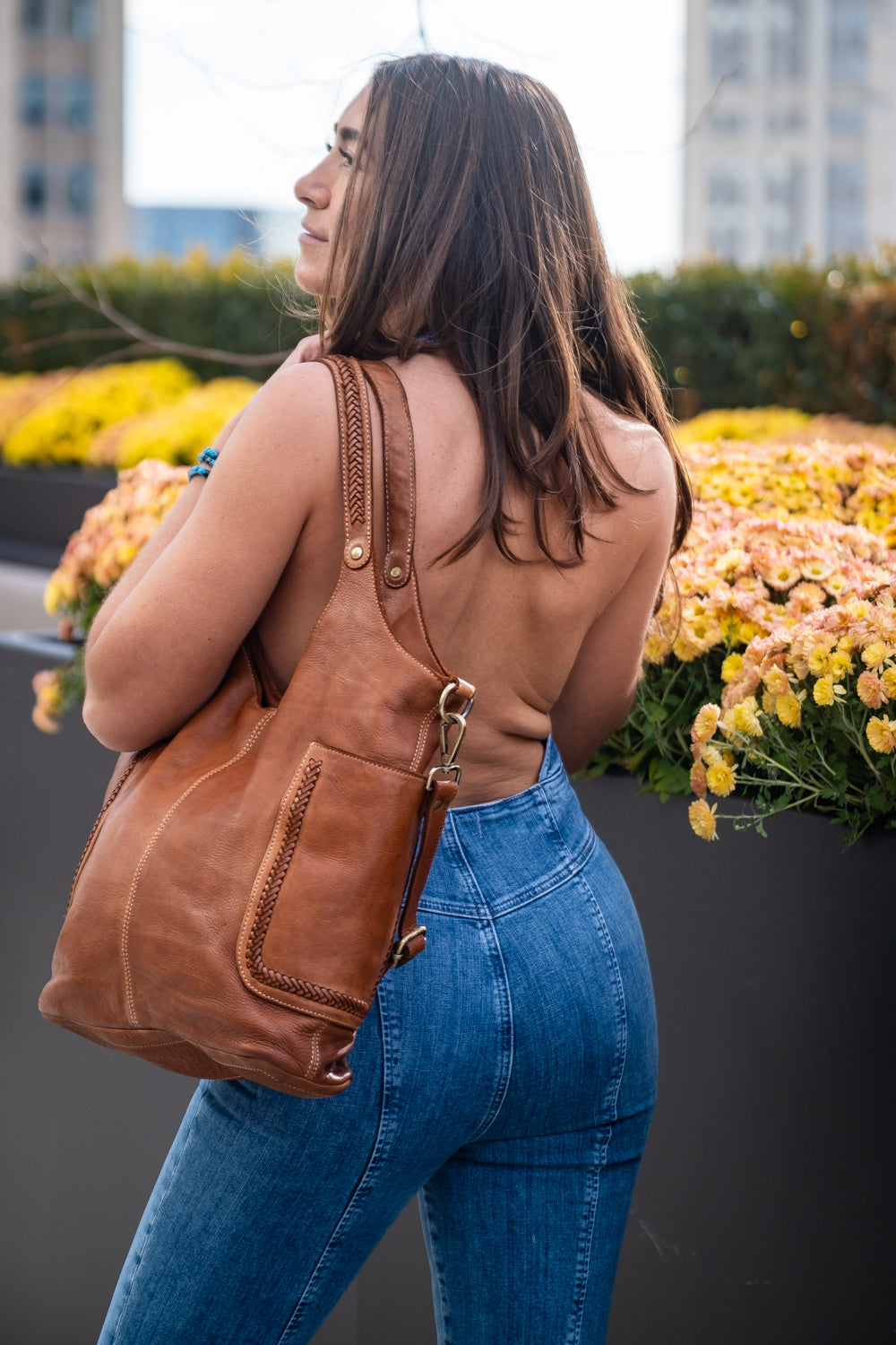 Julia Slouchy Tote in Cognac