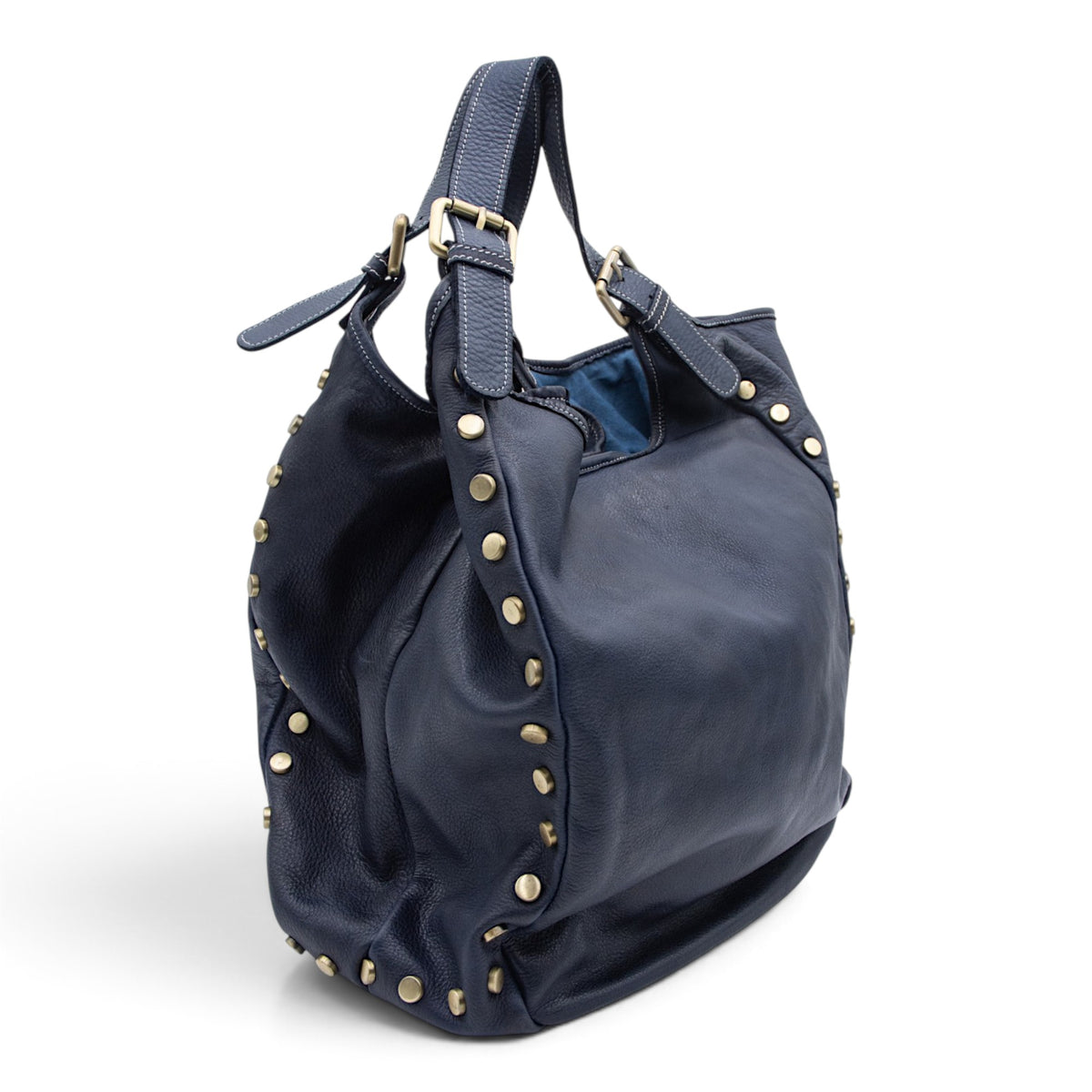 Slouchy Stud Tote in Navy