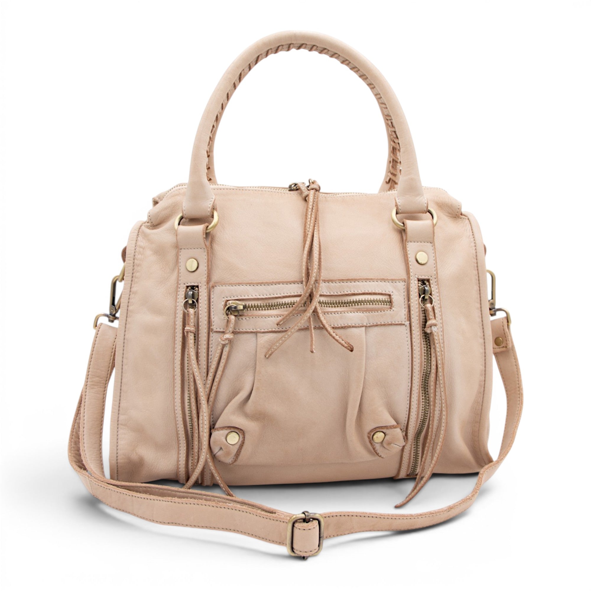 Large Pocket Satchel in Light Taupe