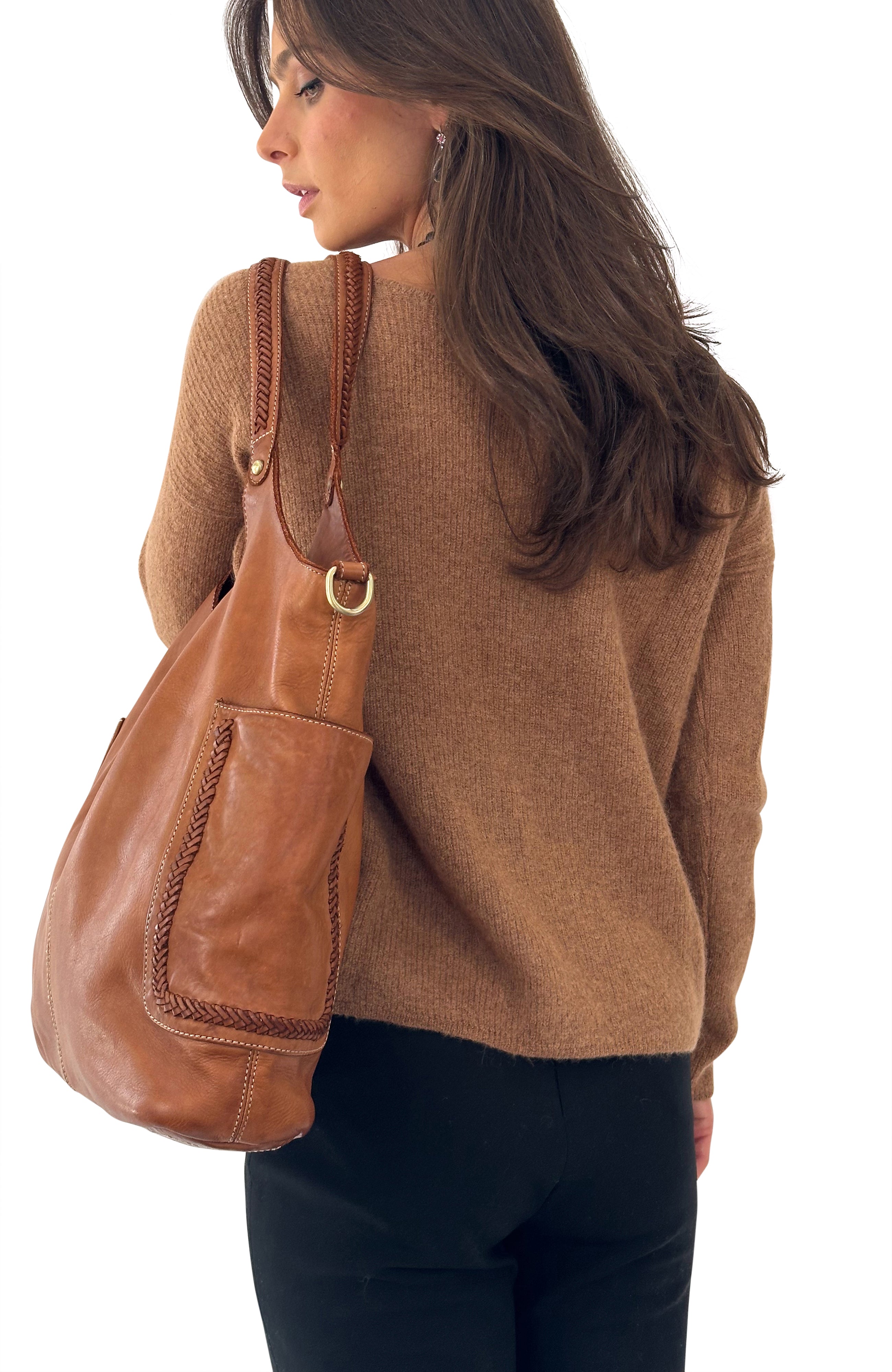 Julia Slouchy Tote in Cognac