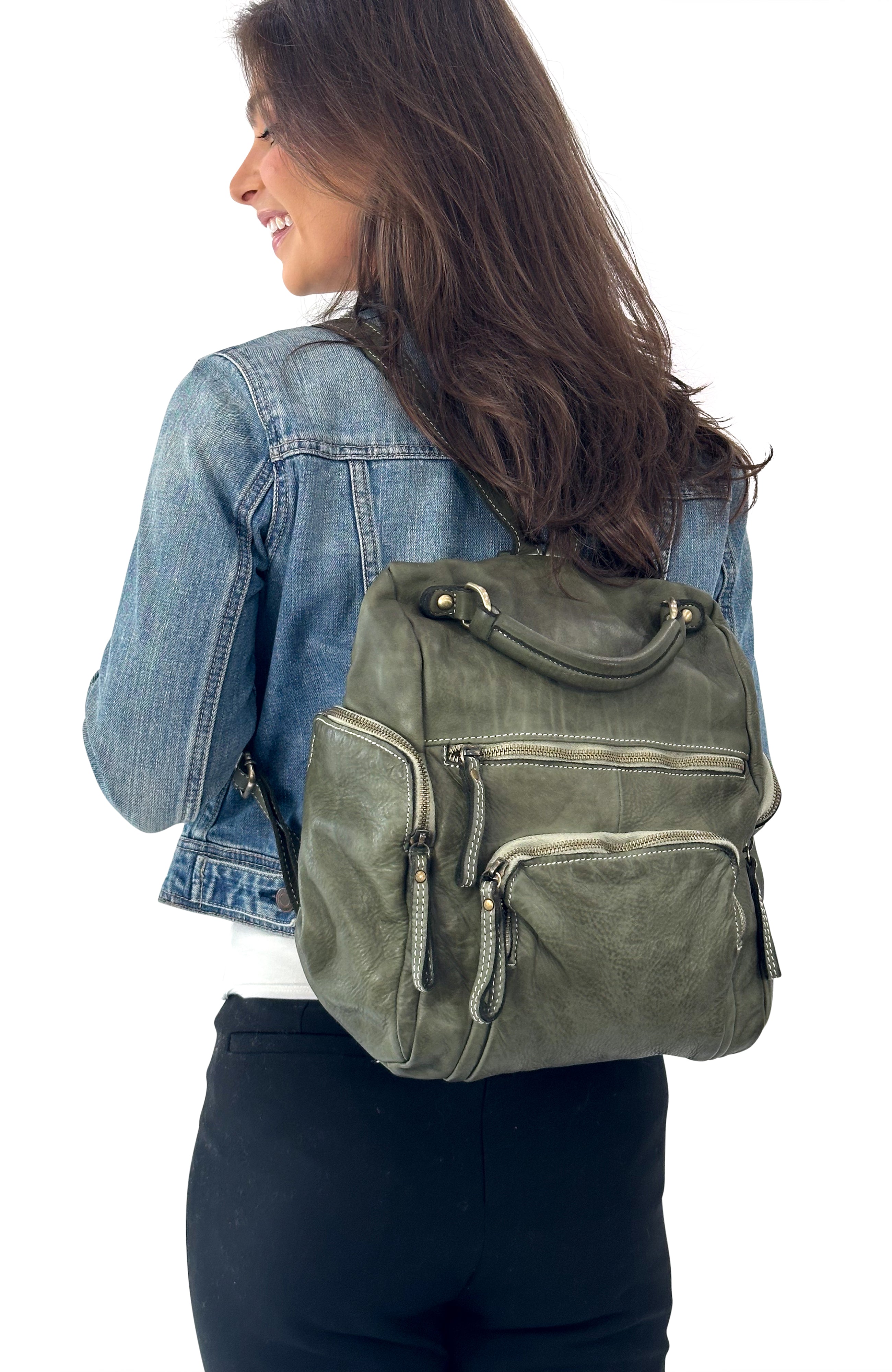 Mia Backpack in Olive - 50% OFF