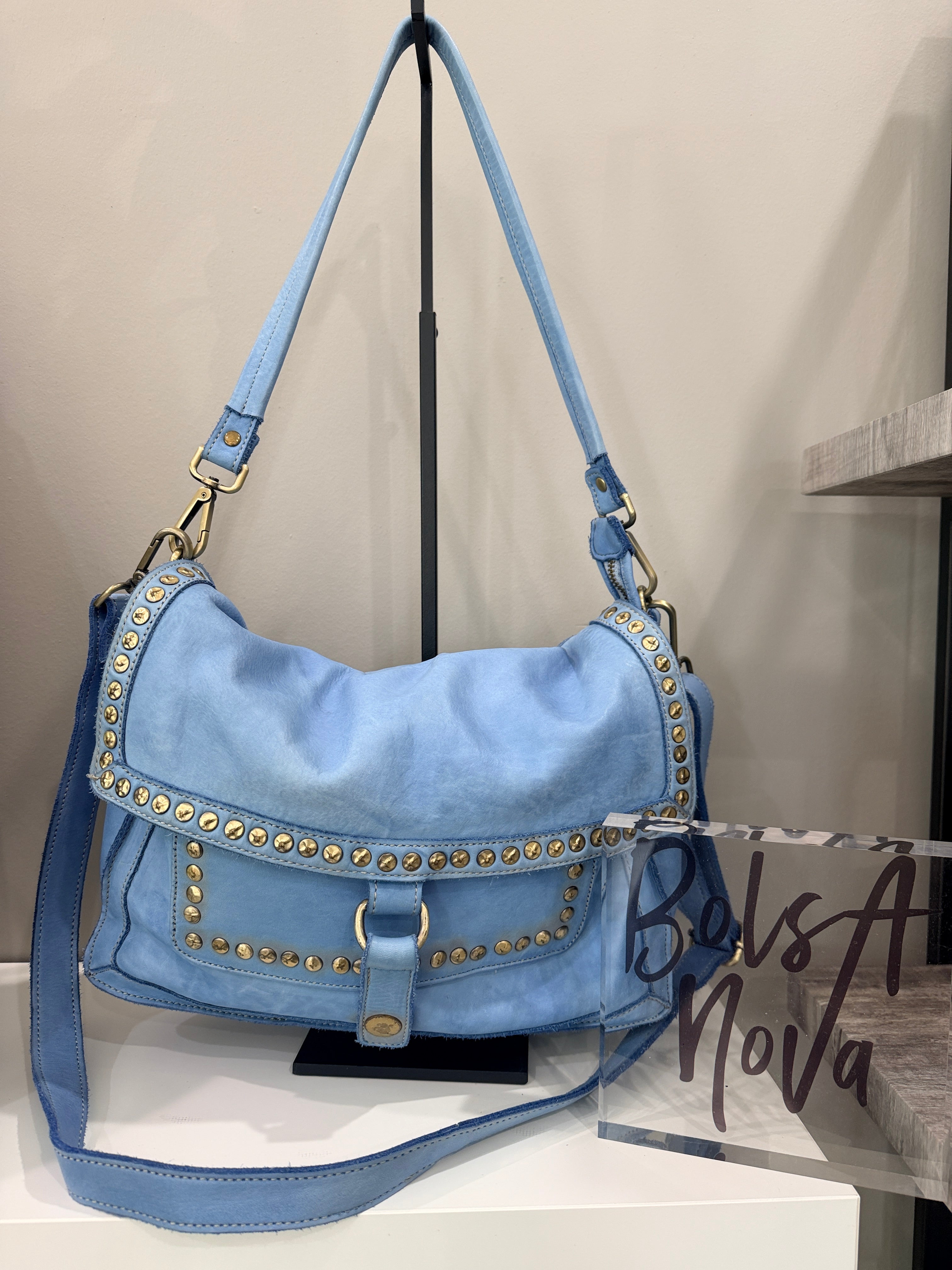 Emily Studded Shoulder Bag in Ocean - Sample Sale - Final Sale
