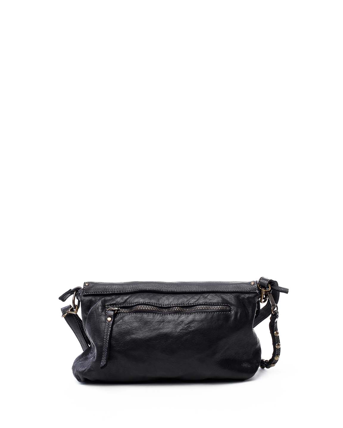 Back View of Aria Envelope Crossbody in Black with Studs