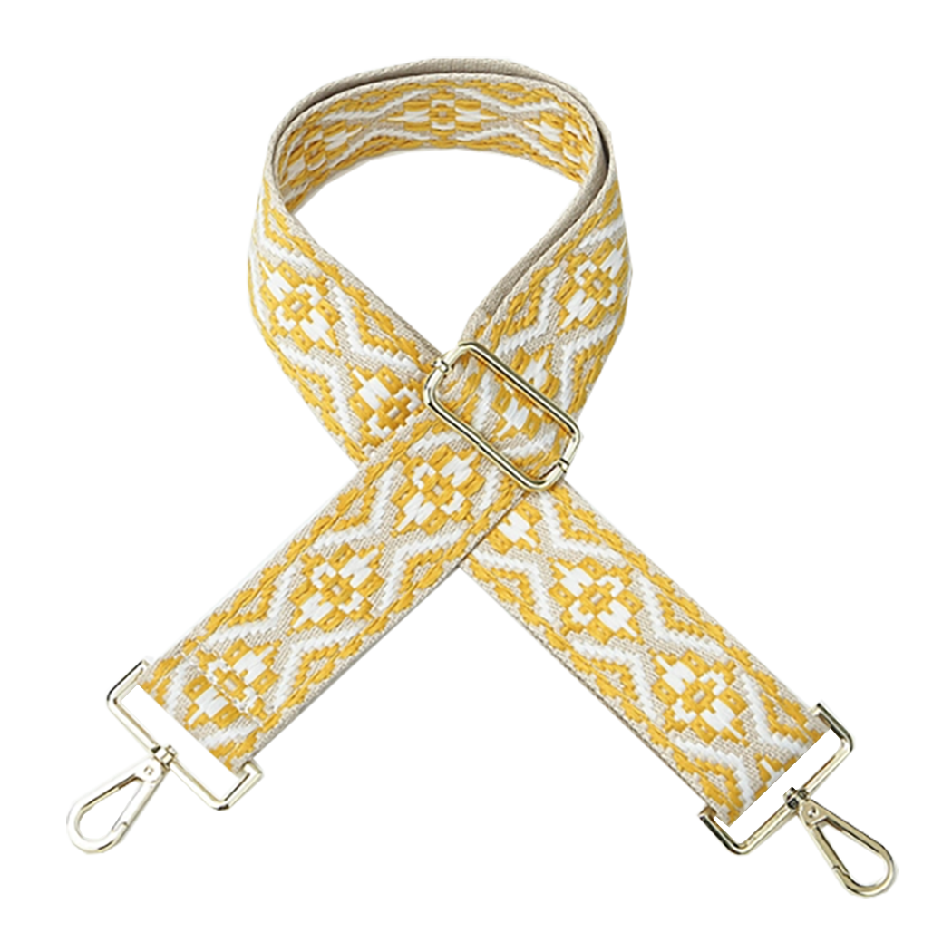 Yellow and White Woven Shoulder Strap
