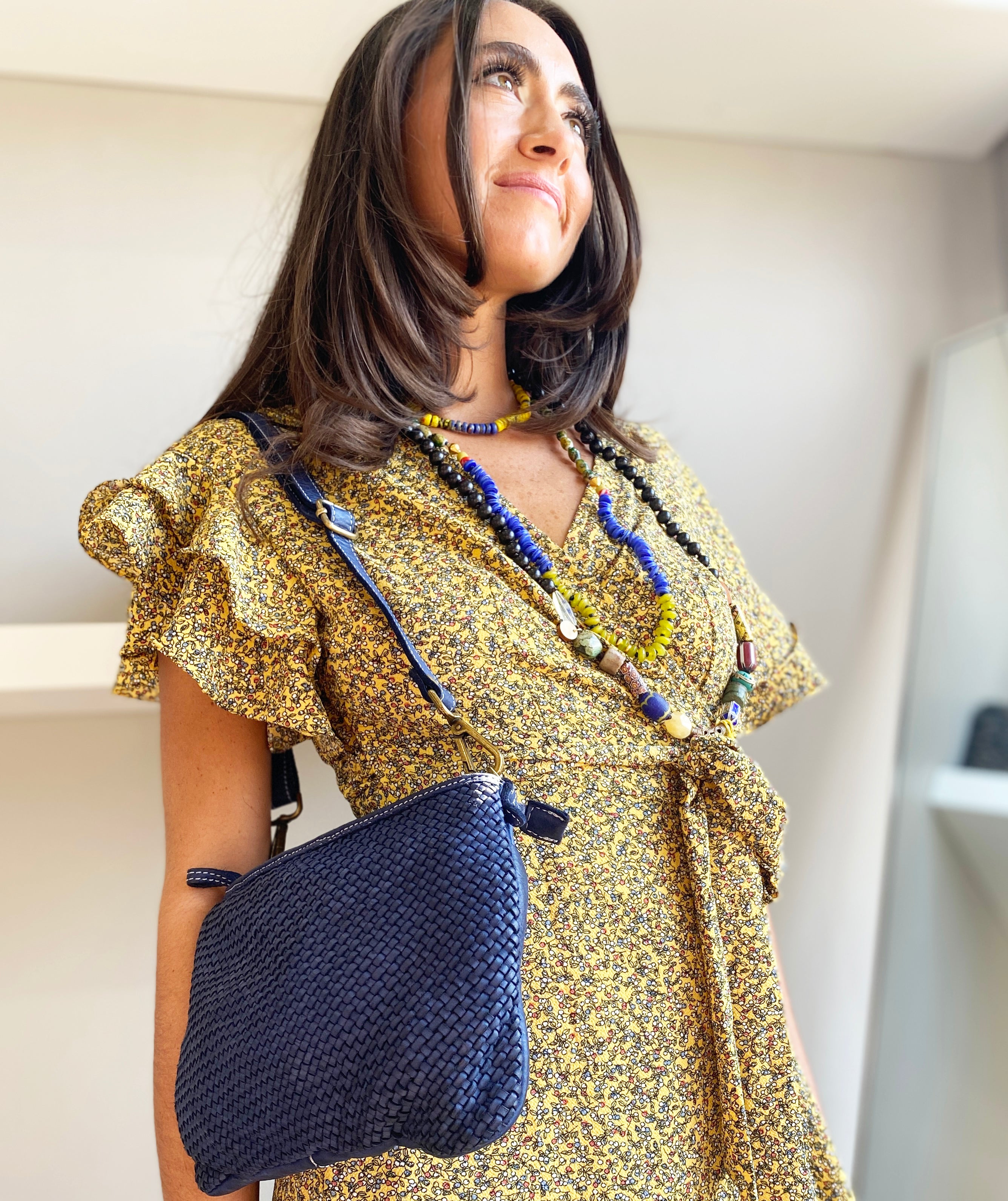 Laura Woven Crossbody in Navy