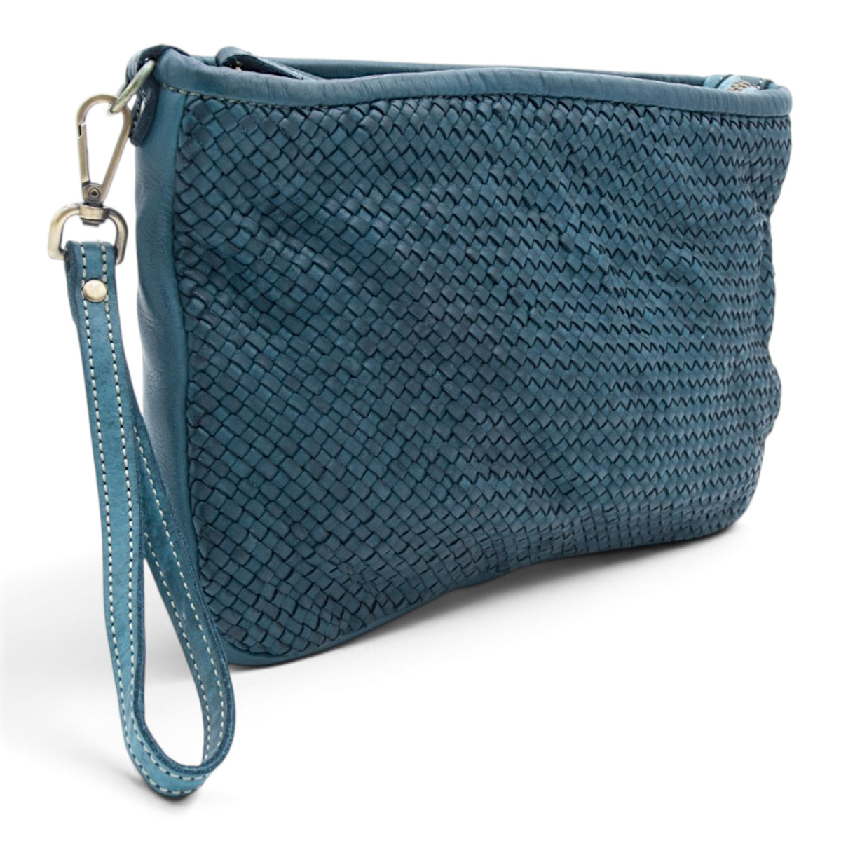 Laura Woven Crossbody in Teal