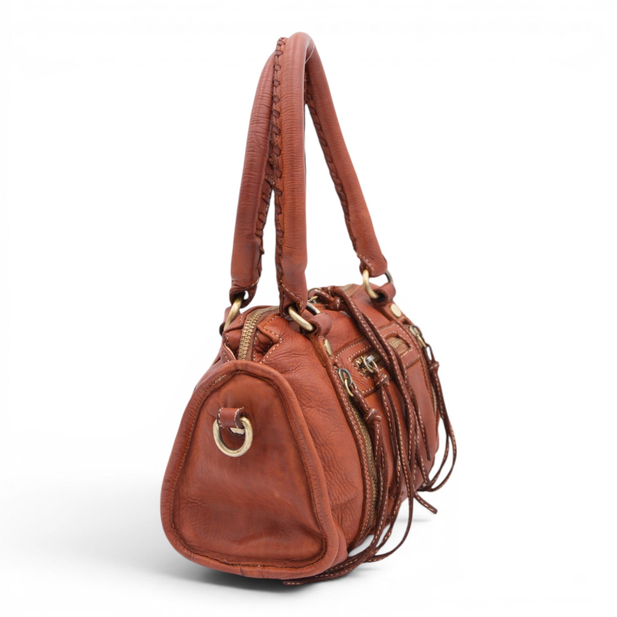 Small Pocket Satchel in Cognac