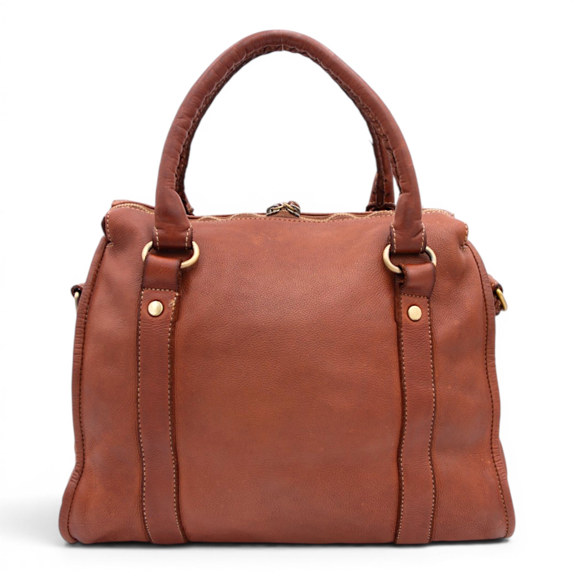Large Pocket Satchel in Cognac
