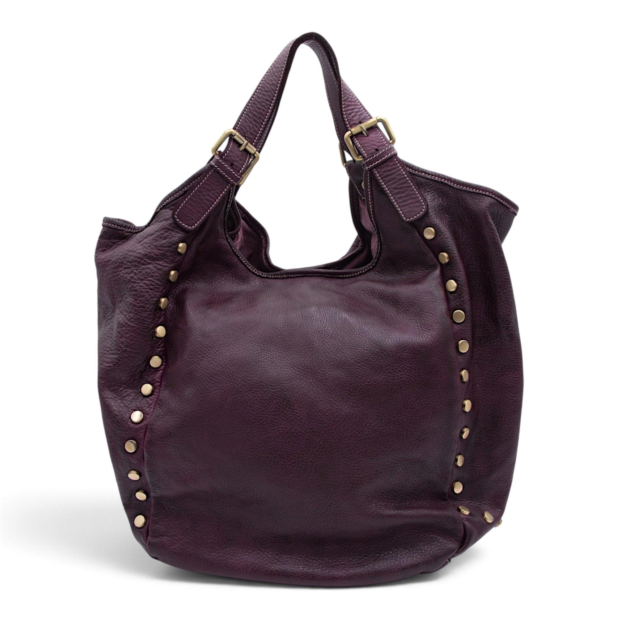 Slouchy Stud Tote in Plum
