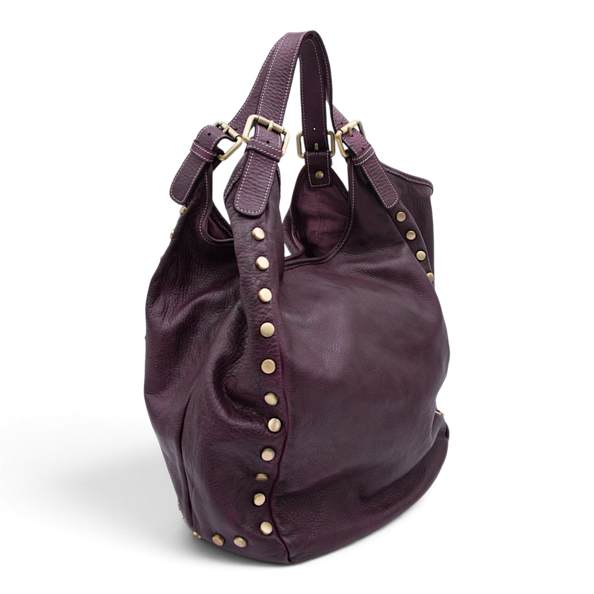 Slouchy Stud Tote in Plum