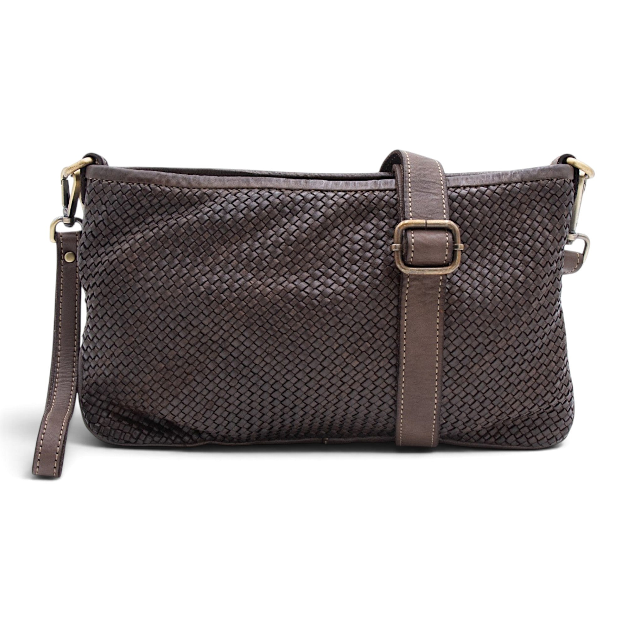 Laura Woven Crossbody in Chocolate