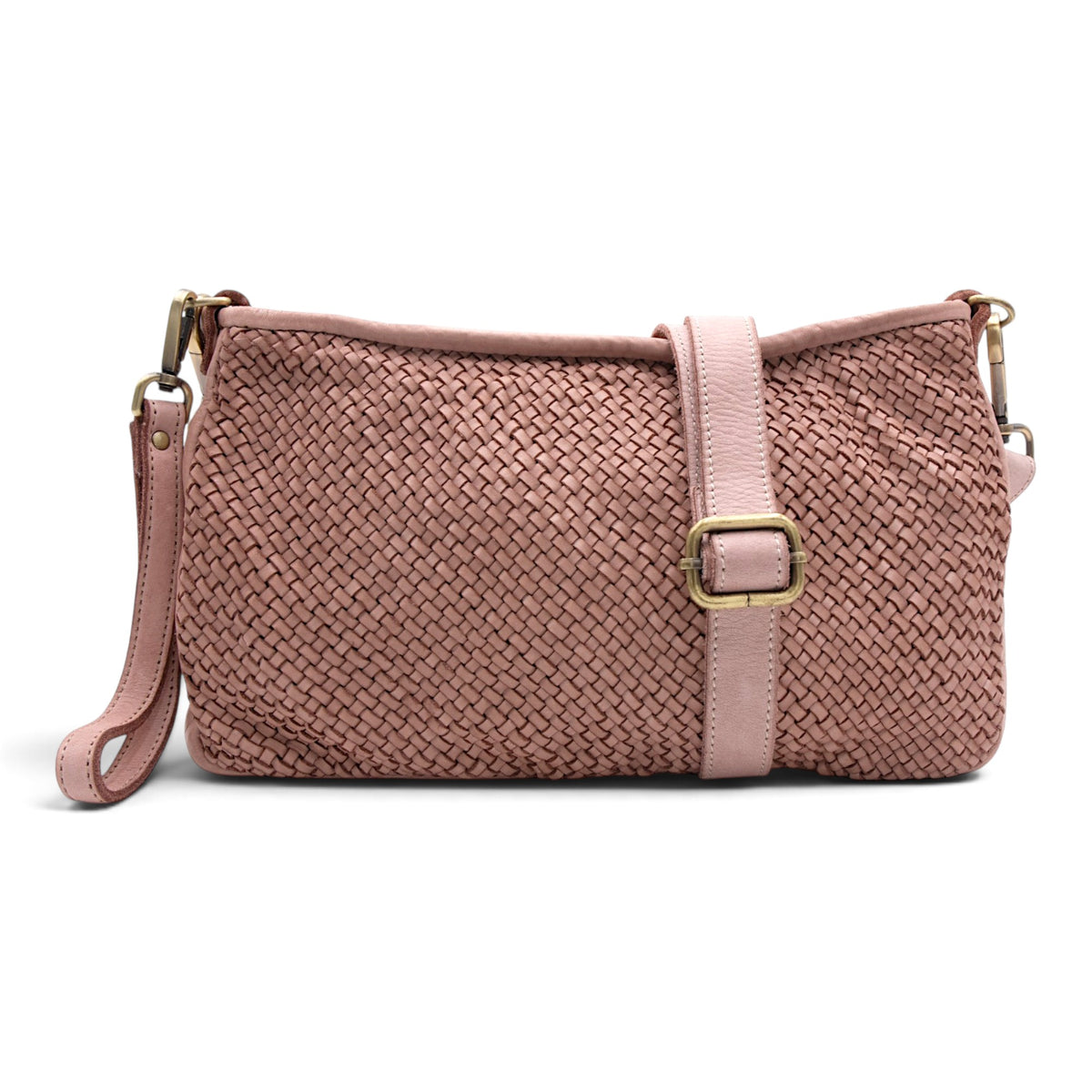Laura Woven Crossbody in Dusty Pink