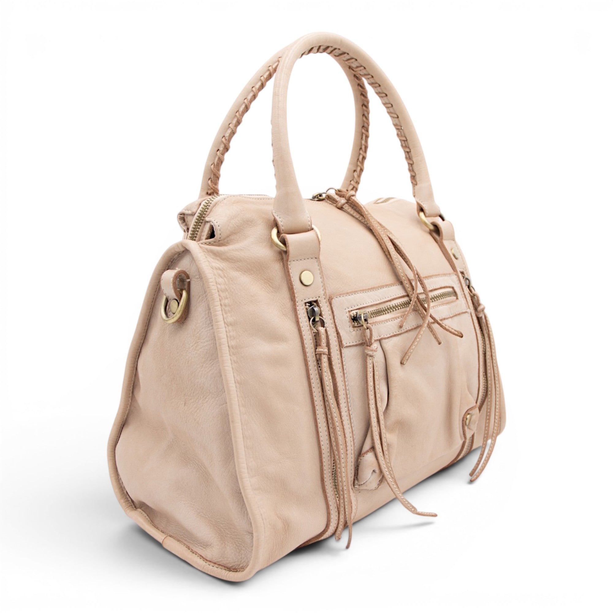 Large Pocket Satchel in Light Taupe