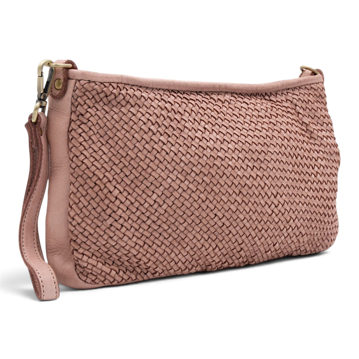 Laura Woven Crossbody in Dusty Pink