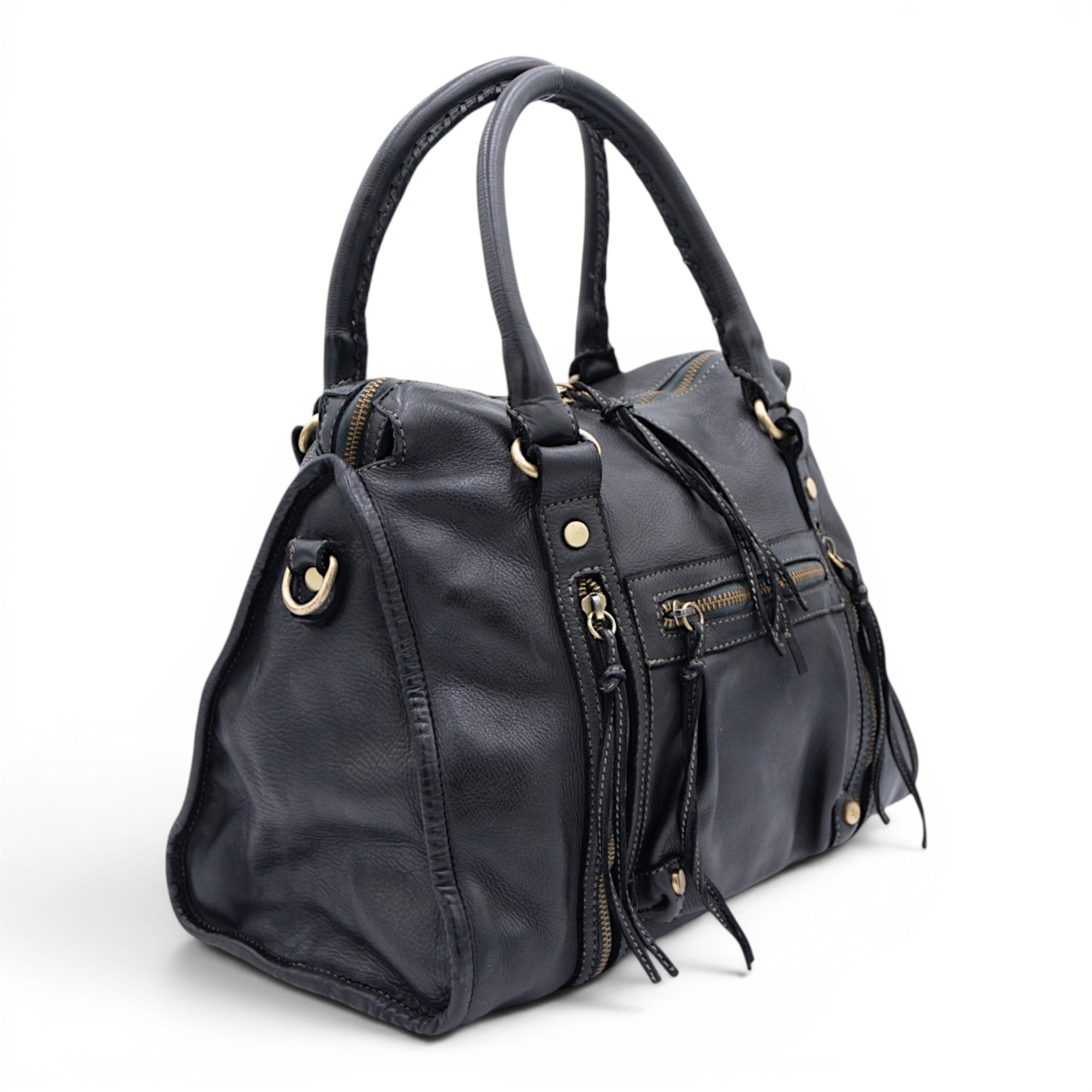 Large Pocket Satchel in Black