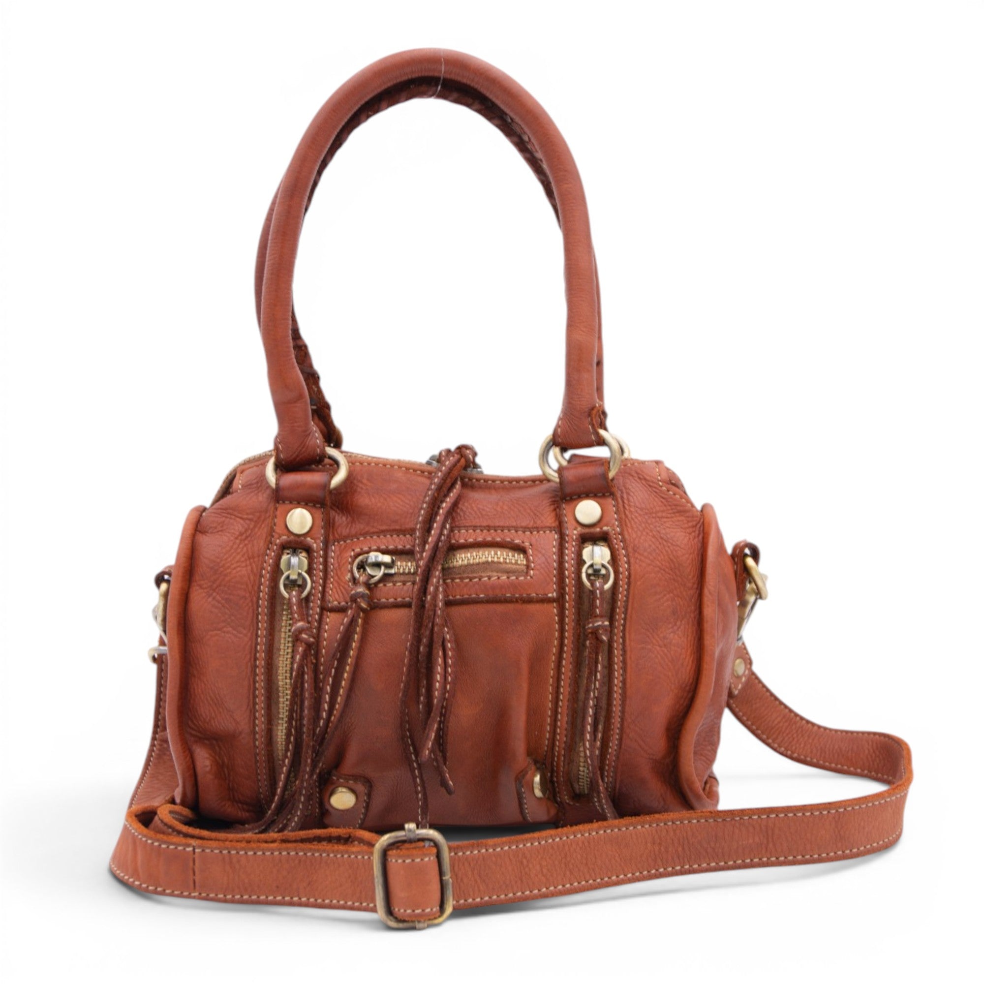 Small Pocket Satchel in Cognac