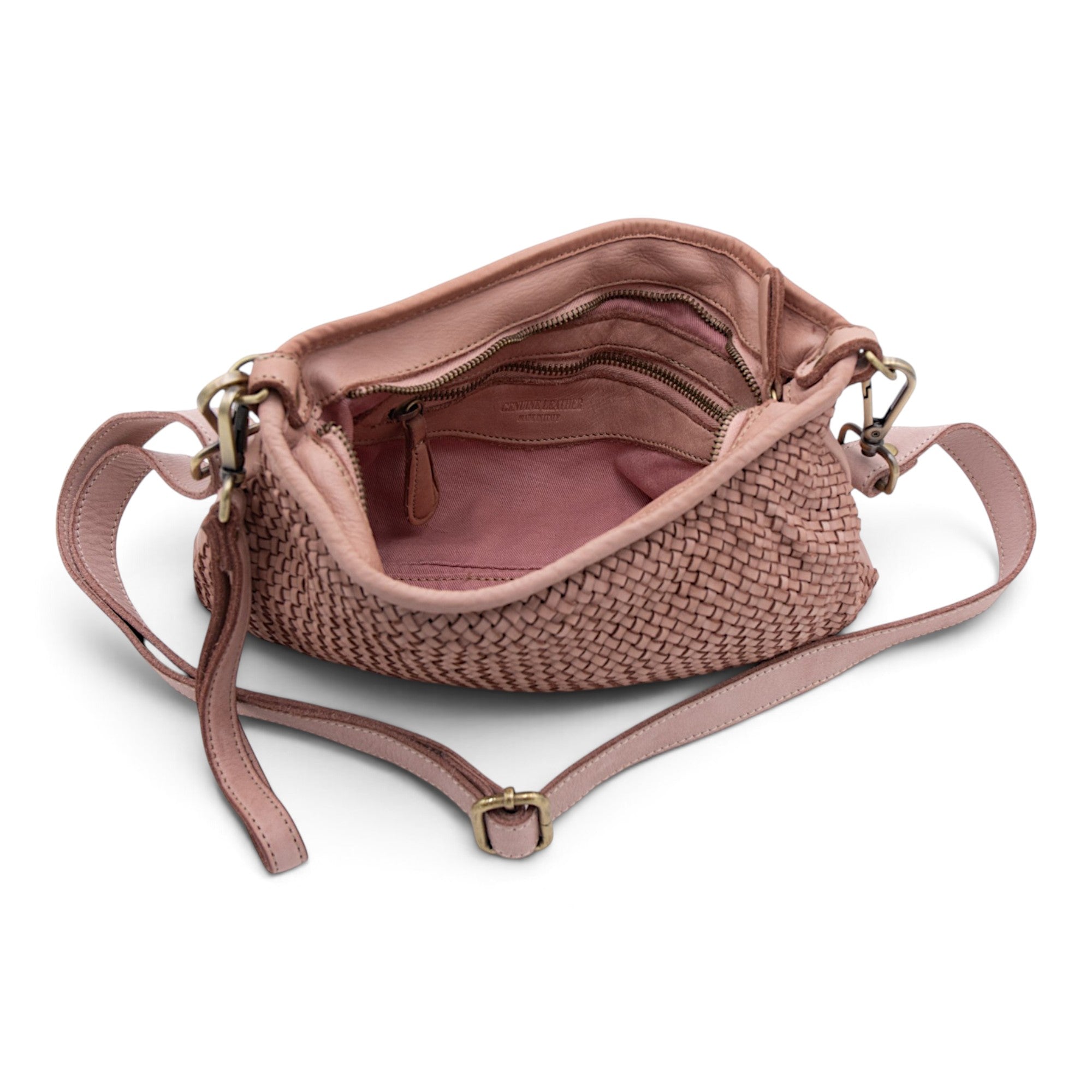 Laura Woven Crossbody in Dusty Pink