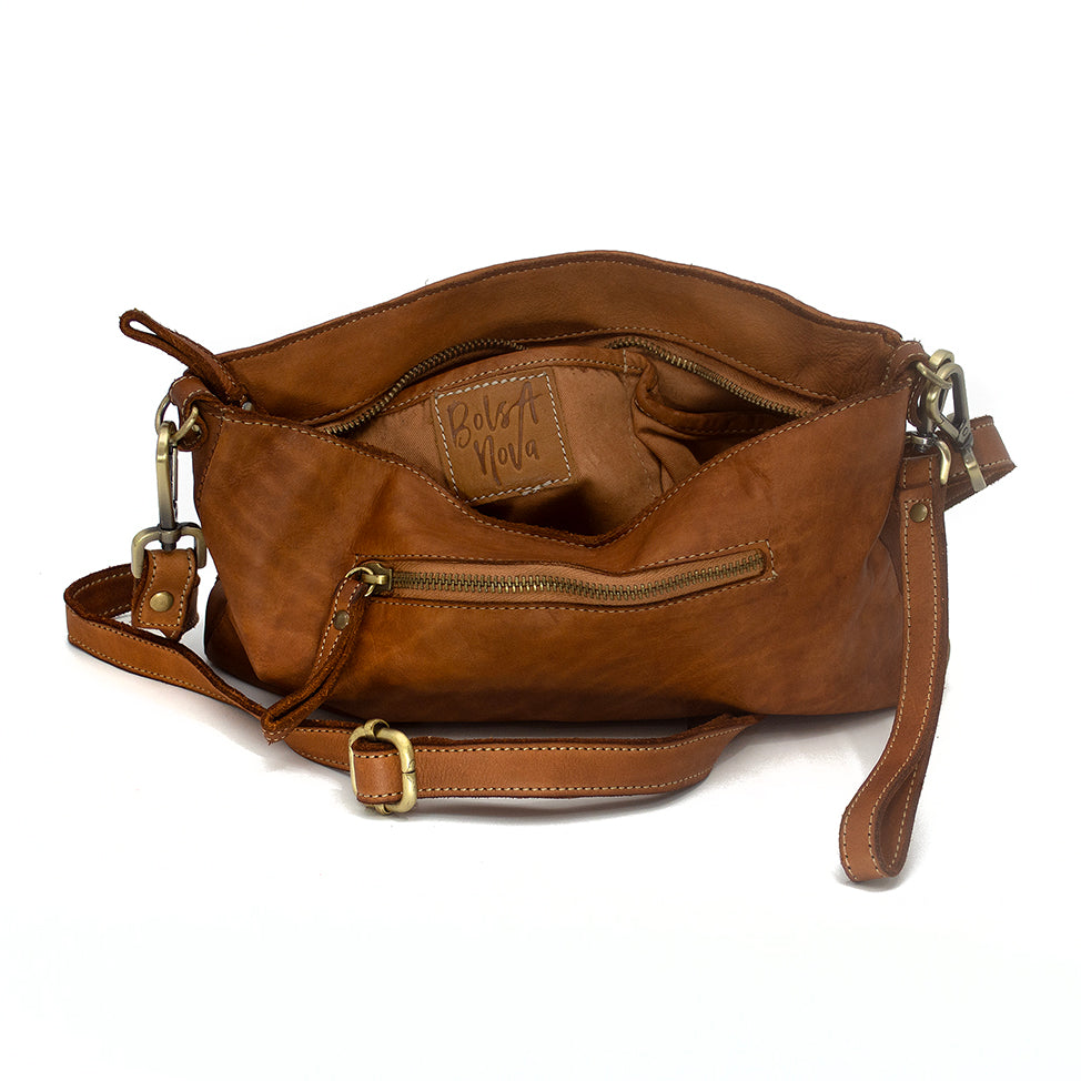 Laura Woven Crossbody in Cognac