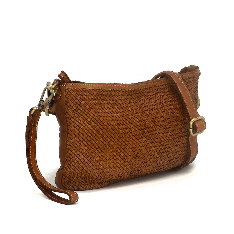 Laura Woven Crossbody in Cognac