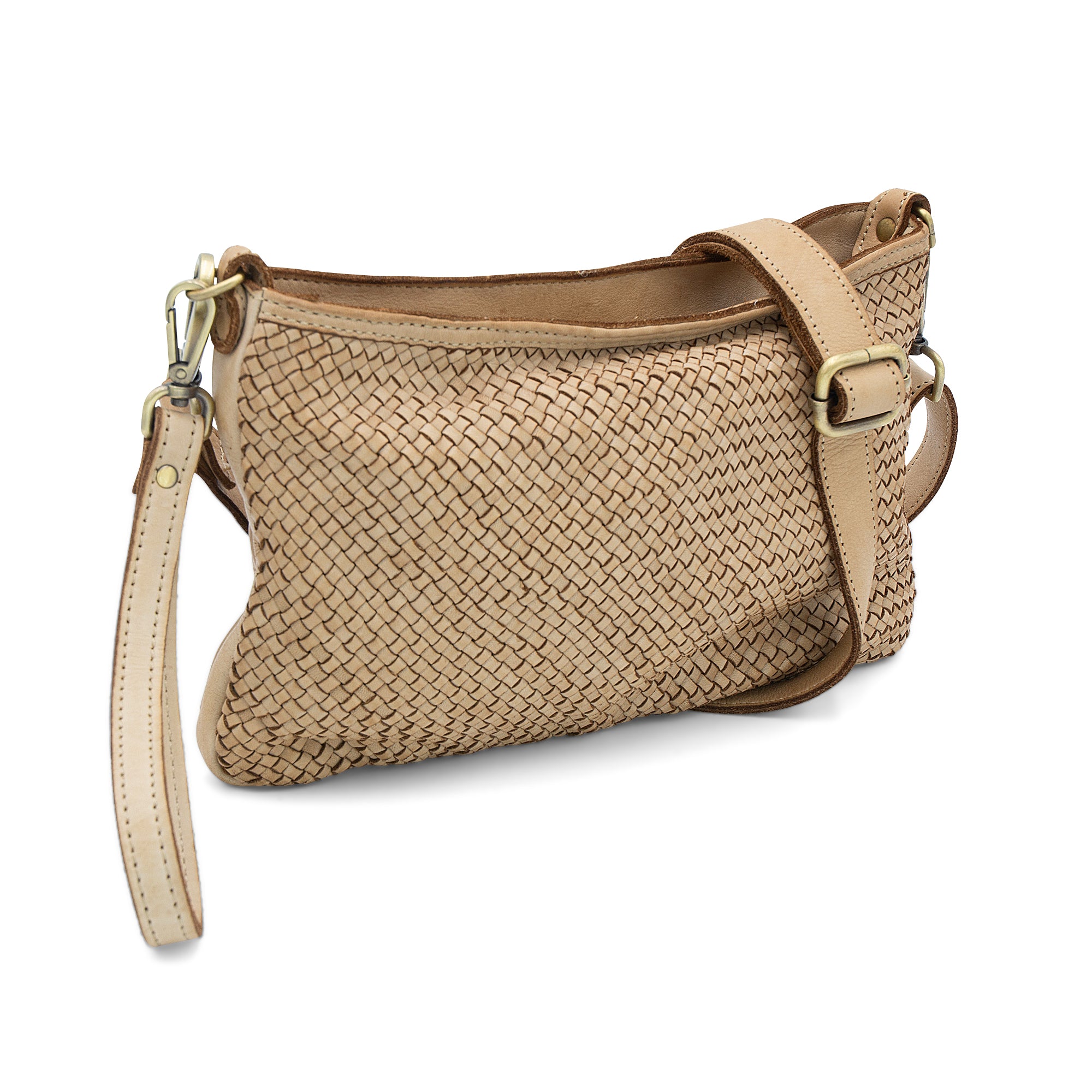 Laura Woven Crossbody in Light Taupe