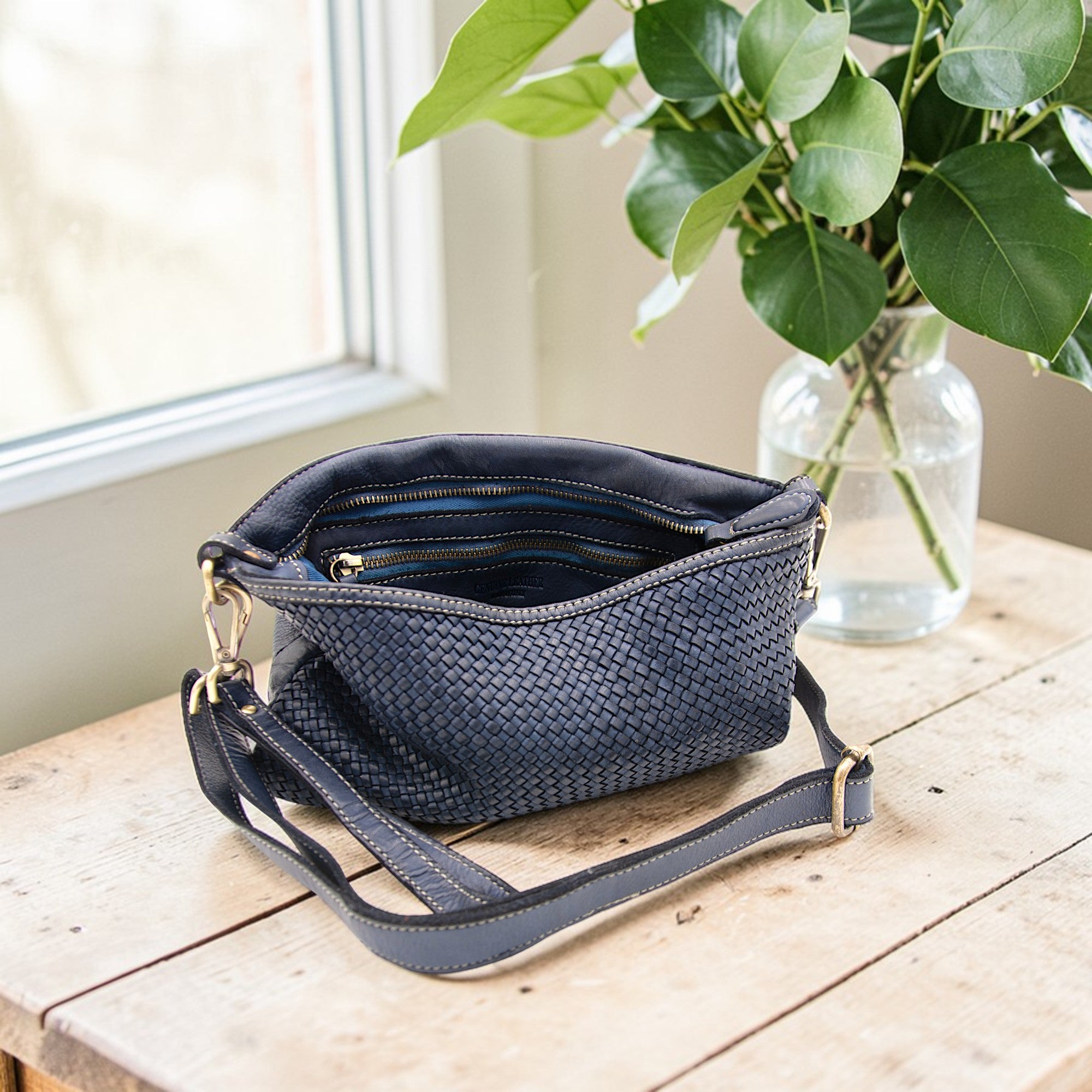 Laura Woven Crossbody in Navy